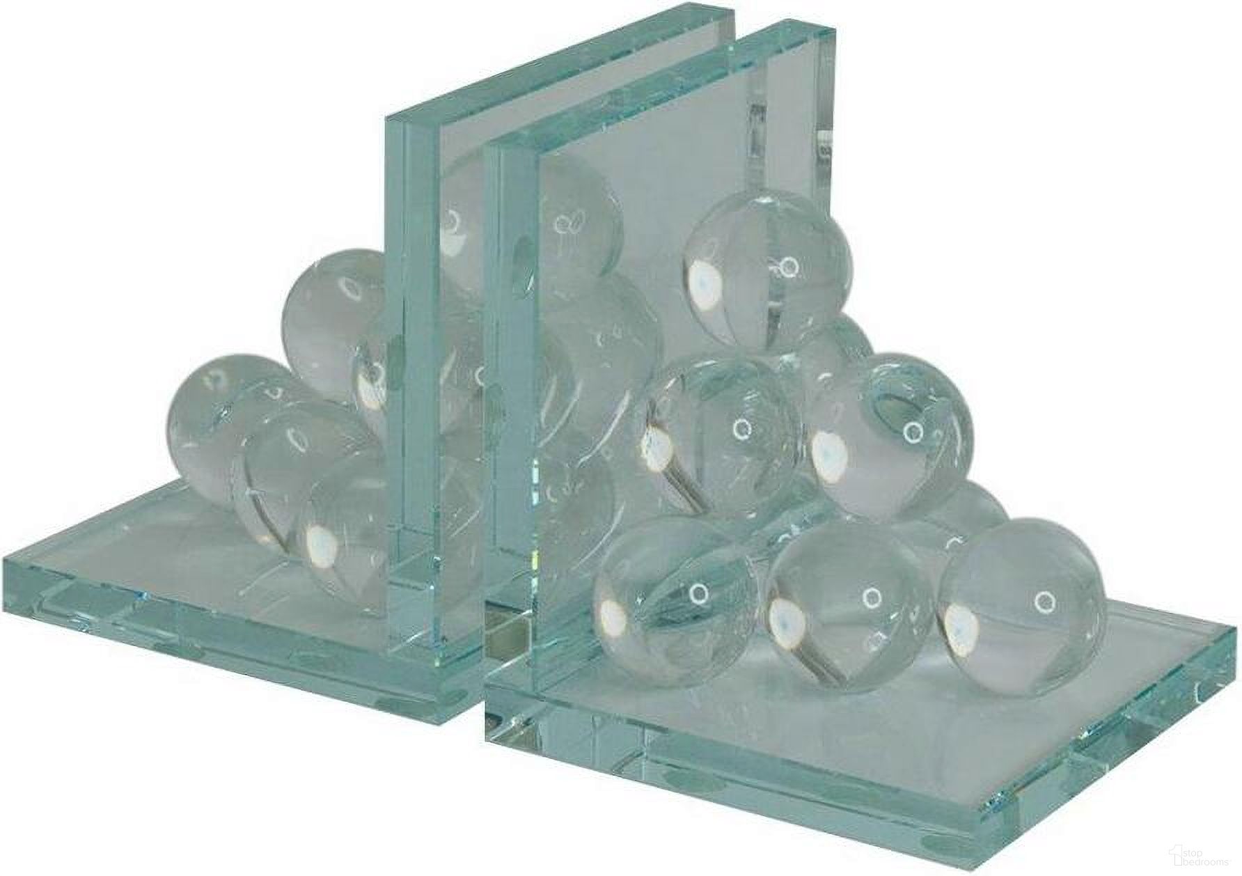 Glass 6 Inch Orb Bookends Set of 2 In Clear