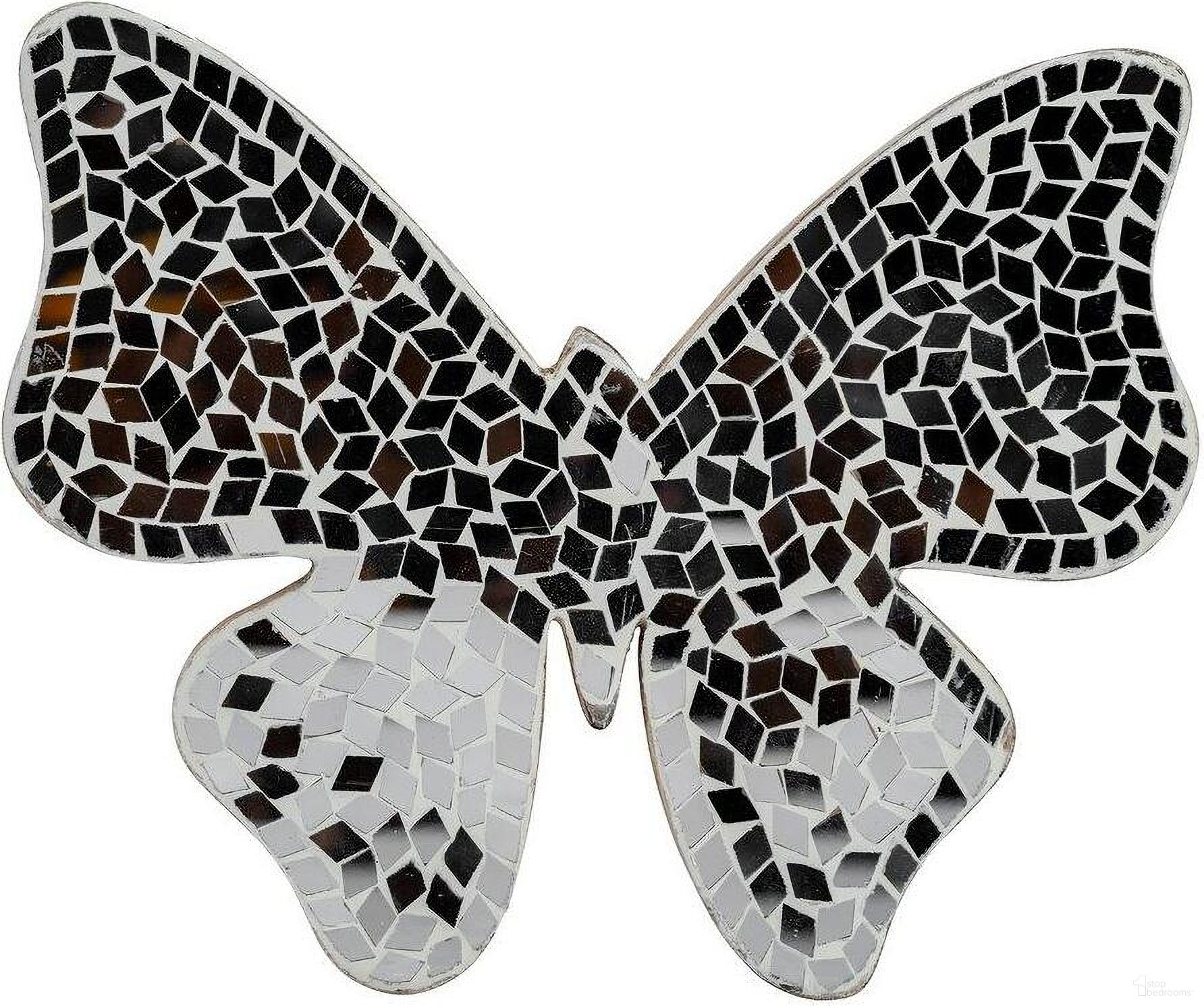 Glass 8 Inch Mosaic Butterfly In White