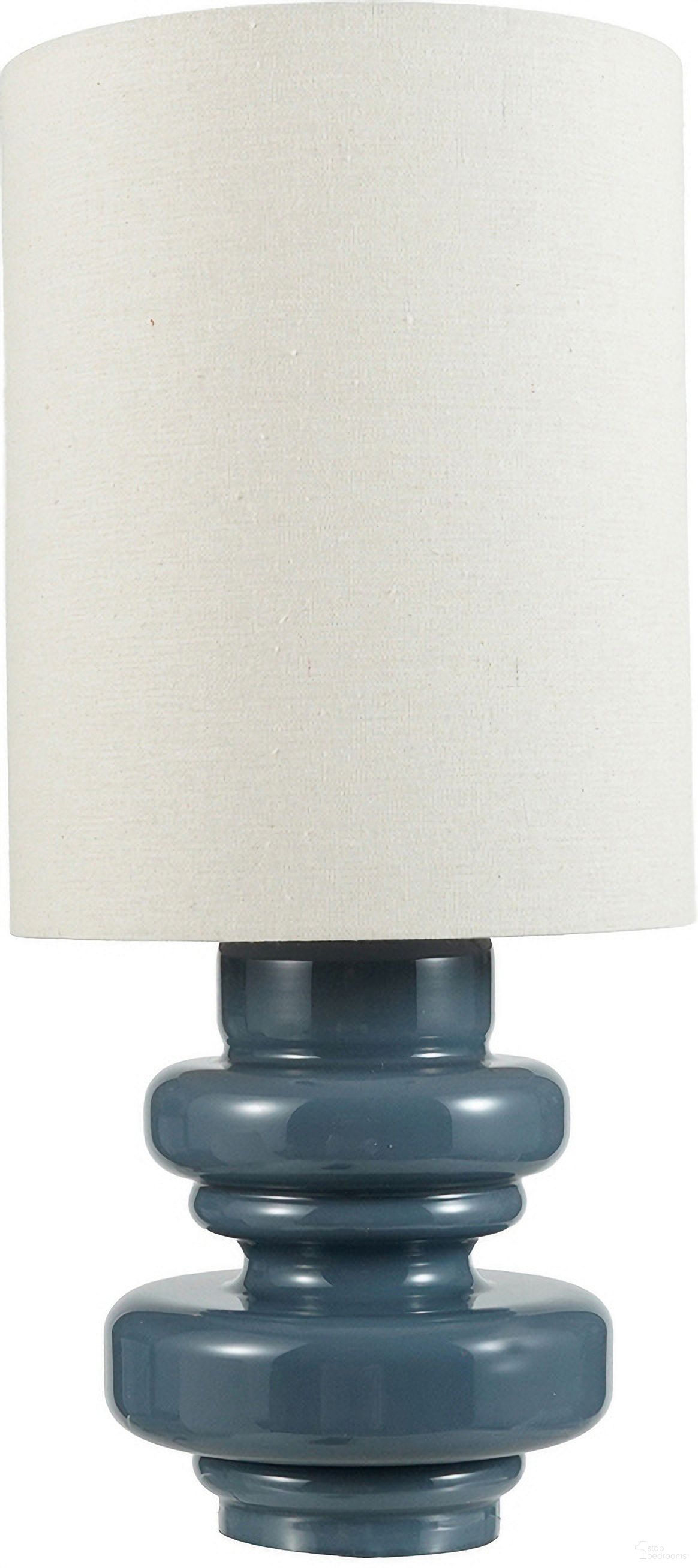 Glass Table Lamp with Linen Shade In Grey