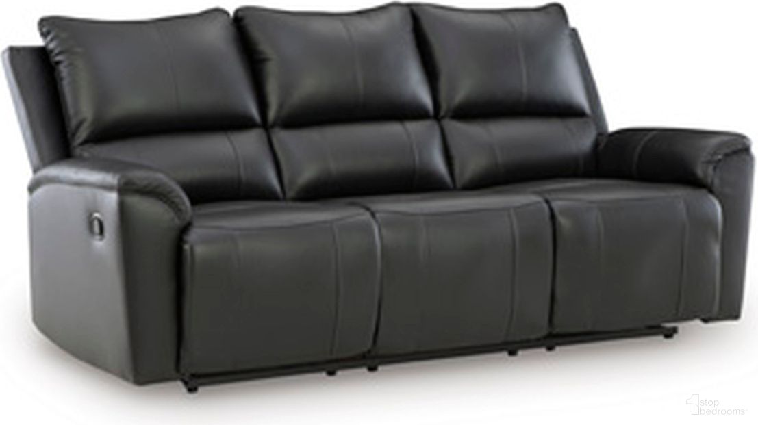 The appearance of Glassmere Reclining Sofa In Black designed by Signature Design by Ashley in the modern / contemporary interior design. This black piece of furniture was selected by 1StopBedrooms from Glassmere Collection to add a touch of cosiness and style into your home. Sku: NCU1170088. Material: Leather Match.