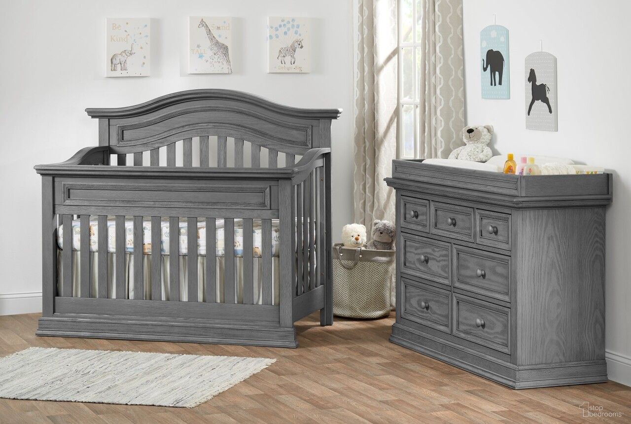 The appearance of Glenbrook Convertible Kids Bedroom Set In Graphite Gray designed by Oxford Baby in the transitional interior design. This graphite gray piece of furniture  was selected by 1StopBedrooms from Glenbrook Collection to add a touch of cosiness and style into your home. Sku: 27011530;27022530. Material: Wood.