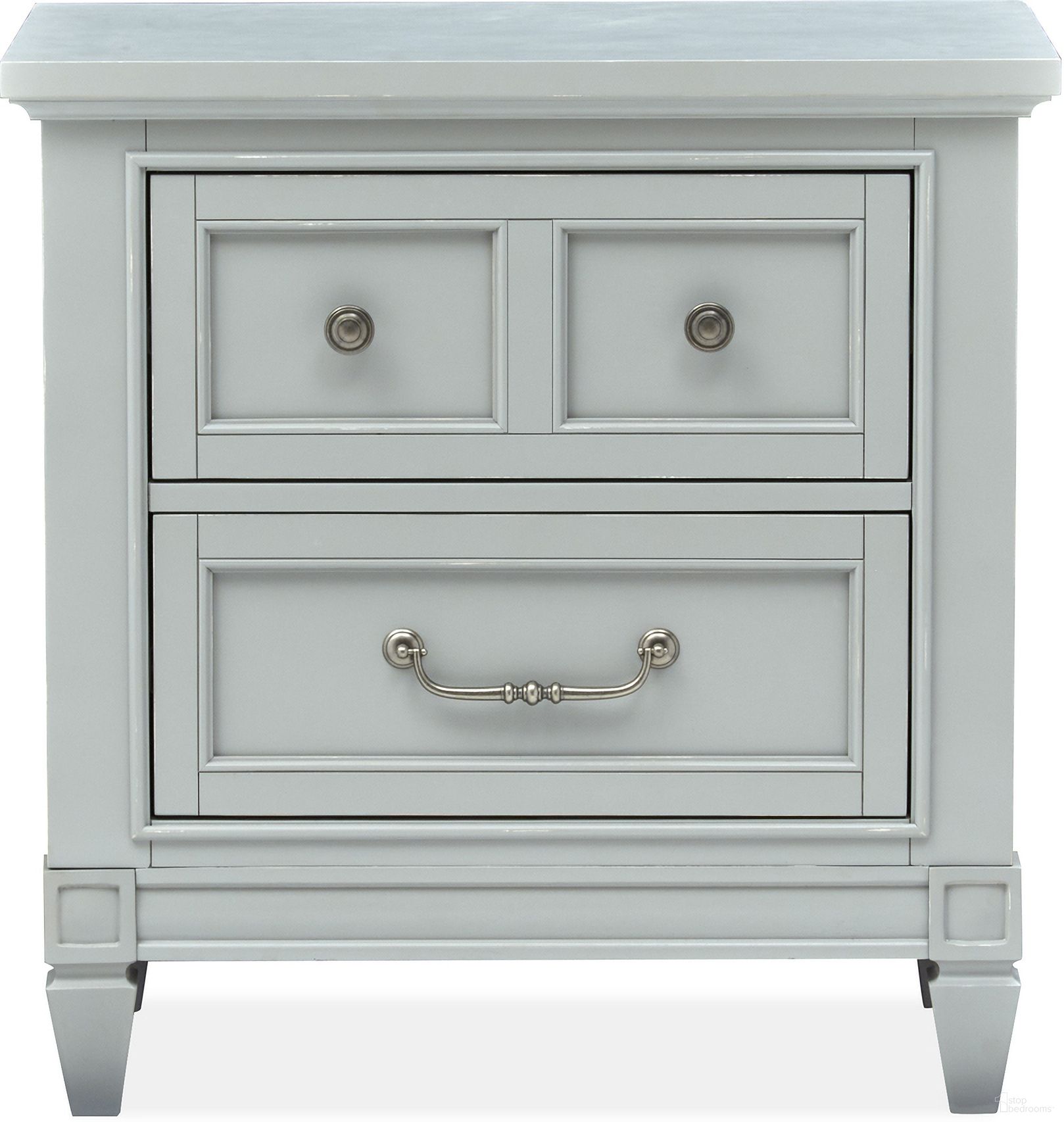 The appearance of Glenbrook Drawer Nightstand In Pebble designed by Magnussen in the traditional interior design. This pebble piece of furniture was selected by 1StopBedrooms from Glenbrook Collection to add a touch of cosiness and style into your home. Sku: B5668-01. Material: Birch Veneer.
