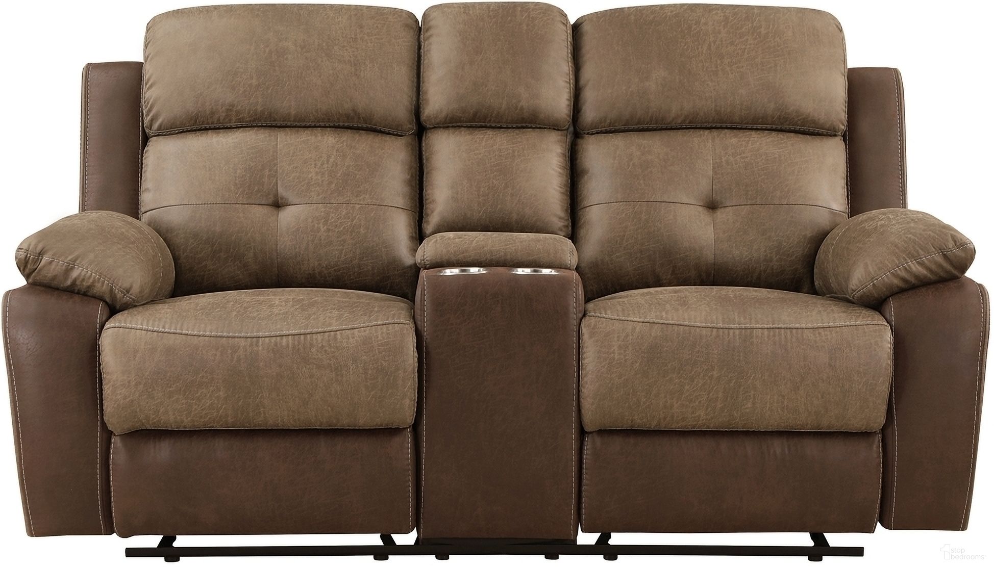 The appearance of Glendale Double Glider Reclining Love Seat with Center Console In Brown designed by Homelegance in the transitional interior design. This brown piece of furniture was selected by 1StopBedrooms from Glendale Collection to add a touch of cosiness and style into your home. Sku: 8599BR-2. Material: Microfiber.