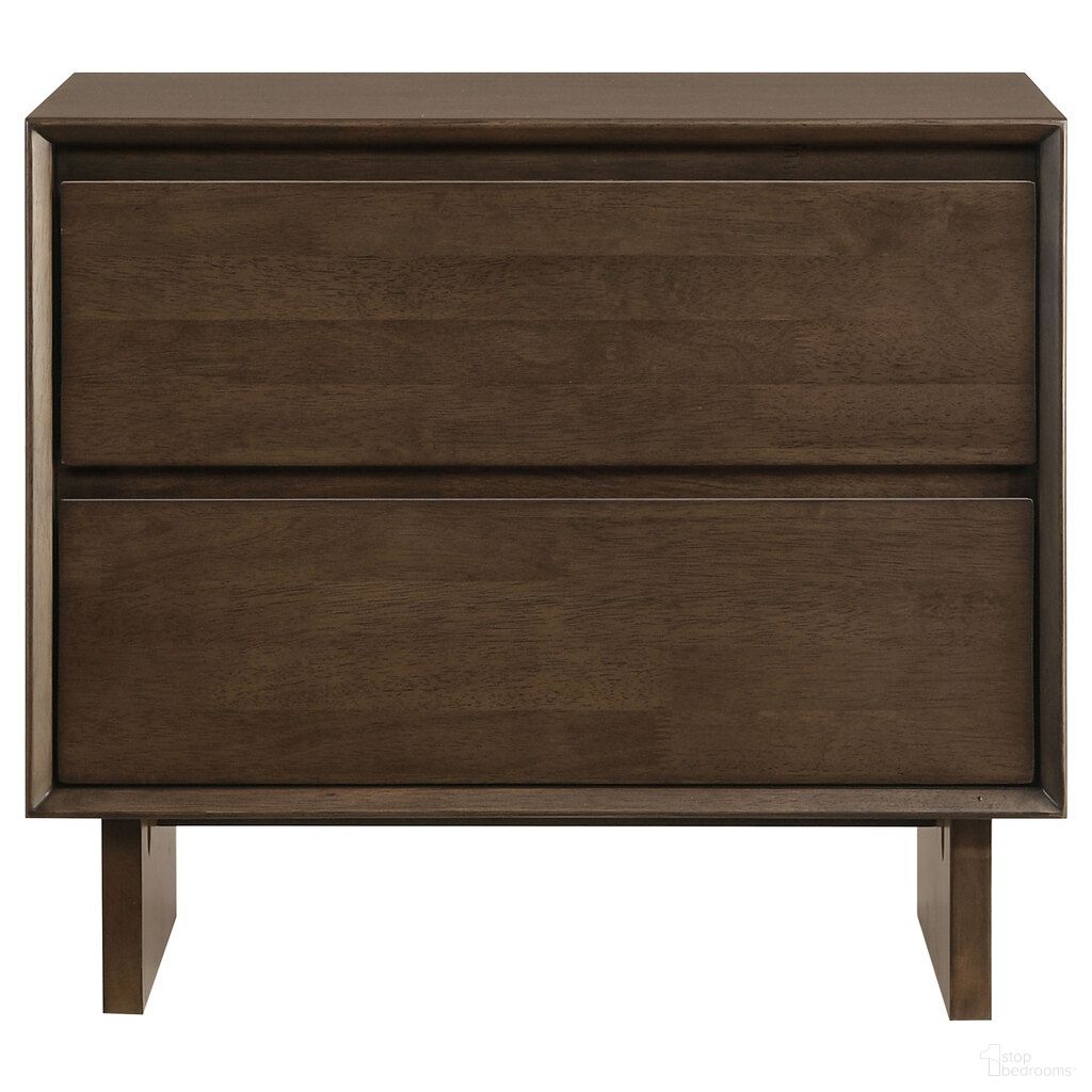 The appearance of Glenwood 2-Drawer Nightstand Bedside Table In Warm Brown designed by Coaster in the transitional interior design. This warm brown piece of furniture  was selected by 1StopBedrooms from Glenwood Collection to add a touch of cosiness and style into your home. Sku: 225012. Material: Plywood.