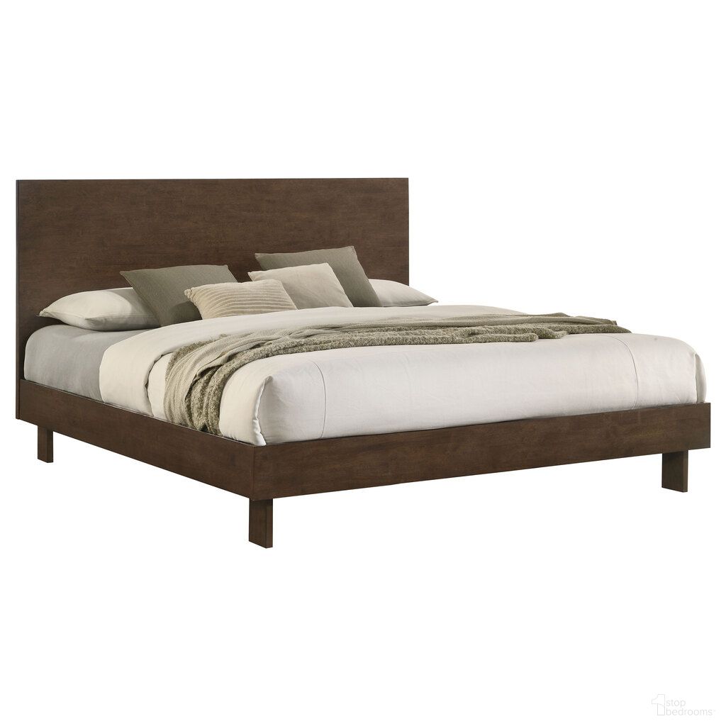 The appearance of Glenwood 48 Inch Eastern King Platform Panel Bed In Warm Brown designed by Coaster in the transitional interior design. This warm brown piece of furniture was selected by 1StopBedrooms from Glenwood Collection to add a touch of cosiness and style into your home. Sku: 225011KEB1;225011KEB2. Bed Type: Panel Bed. Bed Size: King. Material: Veneer.