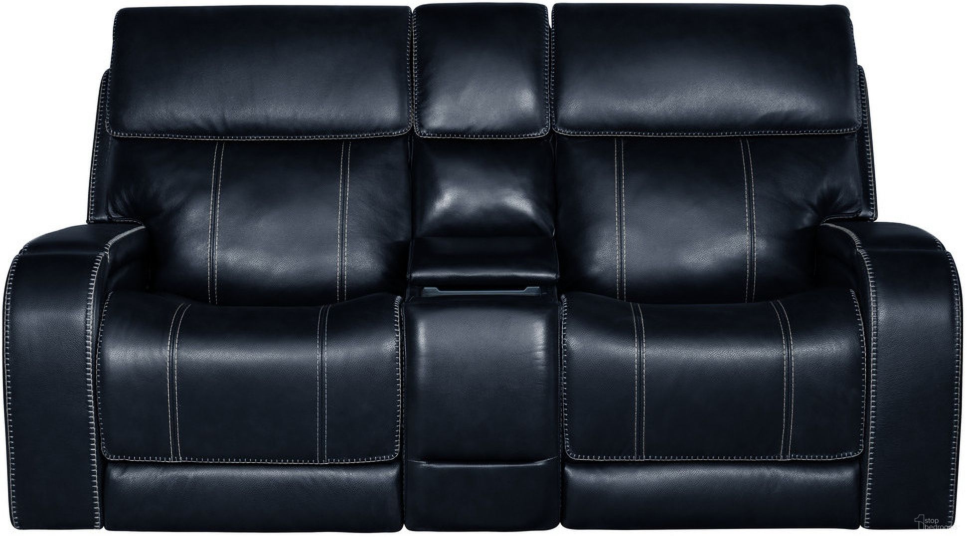 The appearance of Glenwood Loveseat Console with Power Recline, Power Head Rests and Lay Flat Power Lumbar In Ocean designed by BarcaLounger in the transitional interior design. This ocean piece of furniture was selected by 1StopBedrooms from Glenwood Collection to add a touch of cosiness and style into your home. Sku: 24PHL1188375047. Material: Leather.