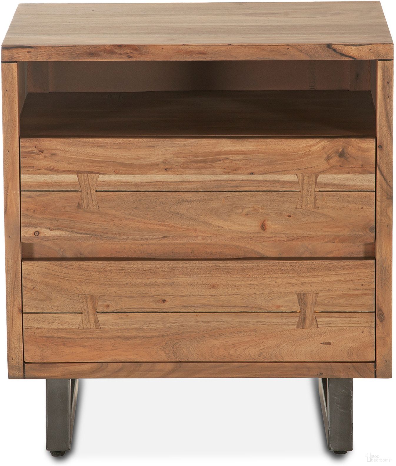 The appearance of Glenwood Nightstand In Smoked Acacia designed by Home Trends and Design in the modern / contemporary interior design. This smoked acacia piece of furniture was selected by 1StopBedrooms from Glenwood Collection to add a touch of cosiness and style into your home. Sku: ZWGW24SA2D. Material: Acacia Wood.