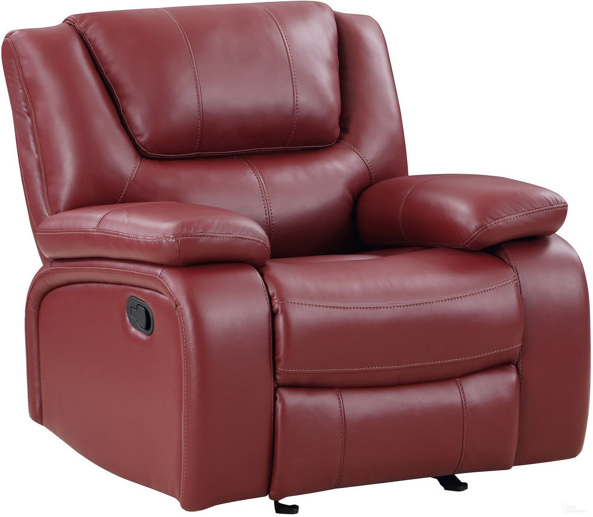 The appearance of Camila Upholstered Glider Recliner Chair Red Faux Leather designed by Coaster in the transitional interior design. This red piece of furniture was selected by 1StopBedrooms from Camila Collection to add a touch of cosiness and style into your home. Sku: 610243. Material: Upholstered.