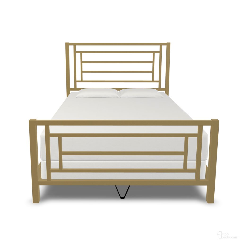 The appearance of Gloaming King Complete Bed with Metal Profile In Milky Gold designed by Wesley Allen in the modern / contemporary interior design. This milky gold piece of furniture was selected by 1StopBedrooms from Gloaming Collection to add a touch of cosiness and style into your home. Sku: 1320-CB-MPF-7-OGD. Bed Size: King. Material: Iron. Bed Type: Metal Bed.