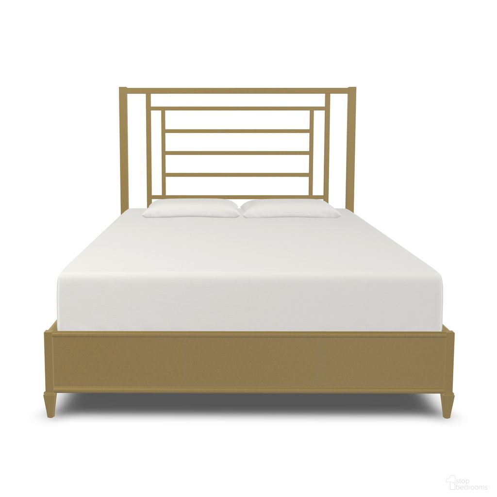 The appearance of Gloaming Metal Surround King Headboard with Platform Wood Slats In Milky Gold designed by Wesley Allen in the modern / contemporary interior design. This milky gold piece of furniture  was selected by 1StopBedrooms from Gloaming Collection to add a touch of cosiness and style into your home. Sku: 1320-HB-MS-WS-7-OGD. Bed Size: King. Material: Iron.
