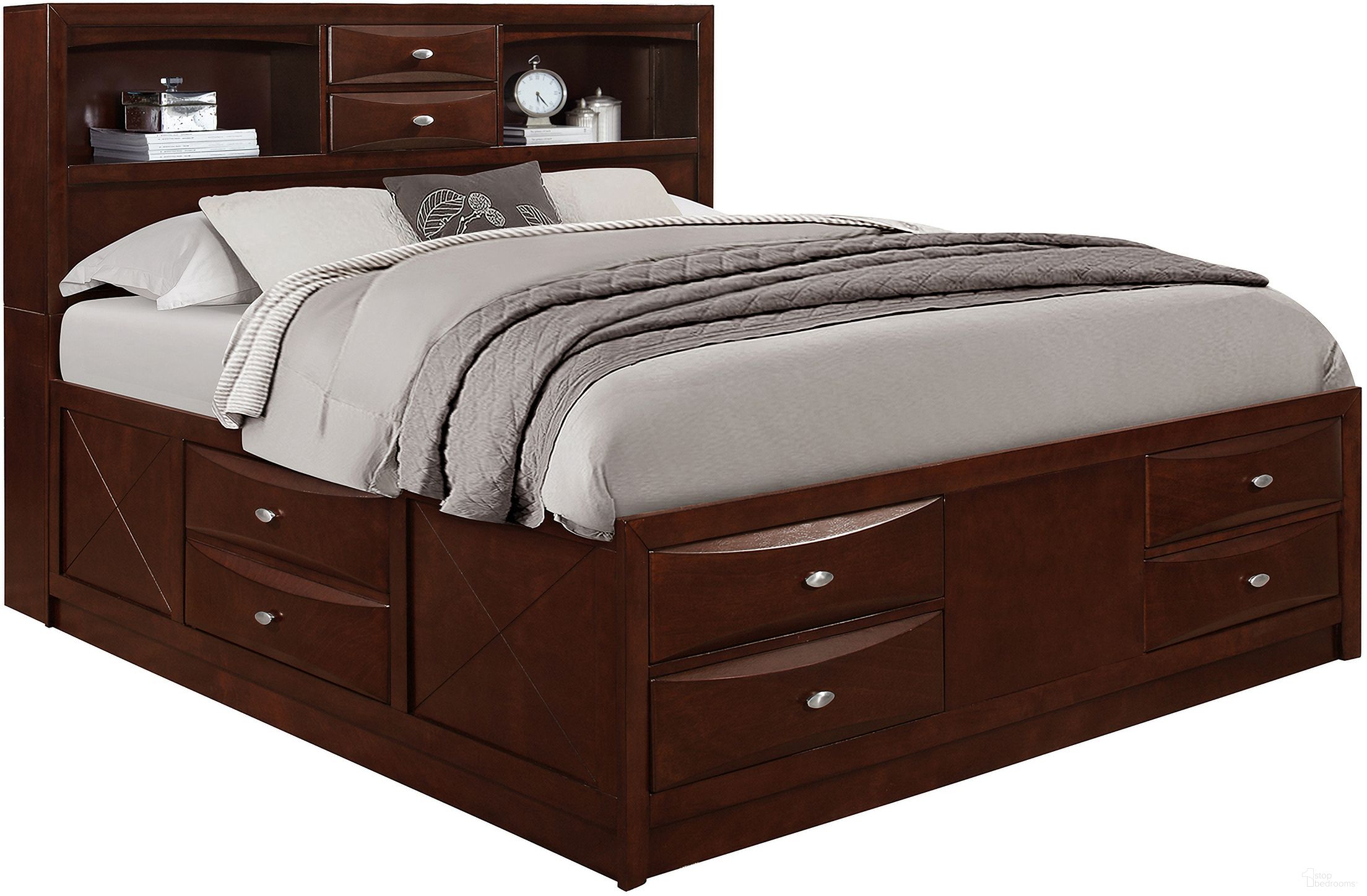 Linda Queen Storage Bed In Merlot