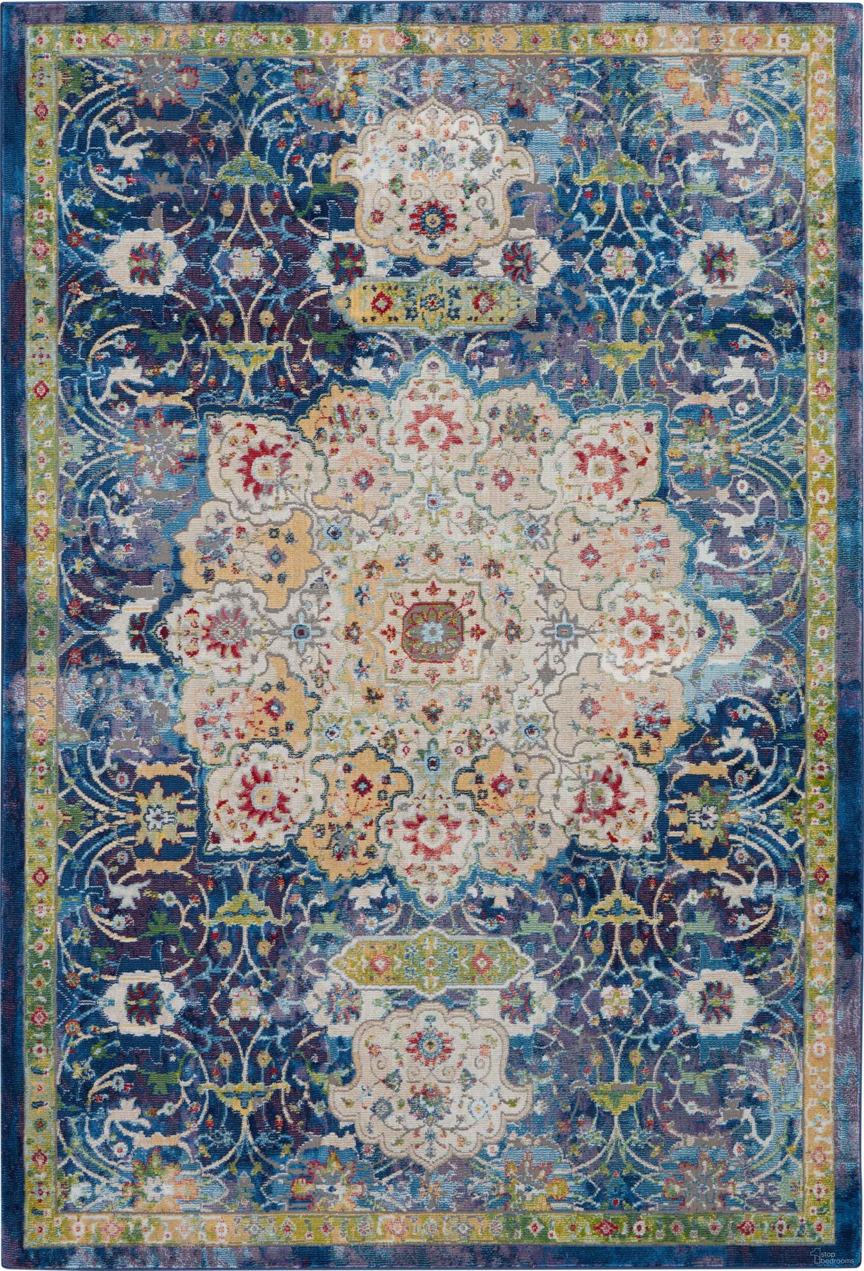 The appearance of Global Vintage Blue 4' x 6' Area Rug designed by Nourison in the traditional interior design. This blue piece of furniture was selected by 1StopBedrooms from Global Vintage Collection to add a touch of cosiness and style into your home. Sku: 99446458032. Material: Polypropylene.