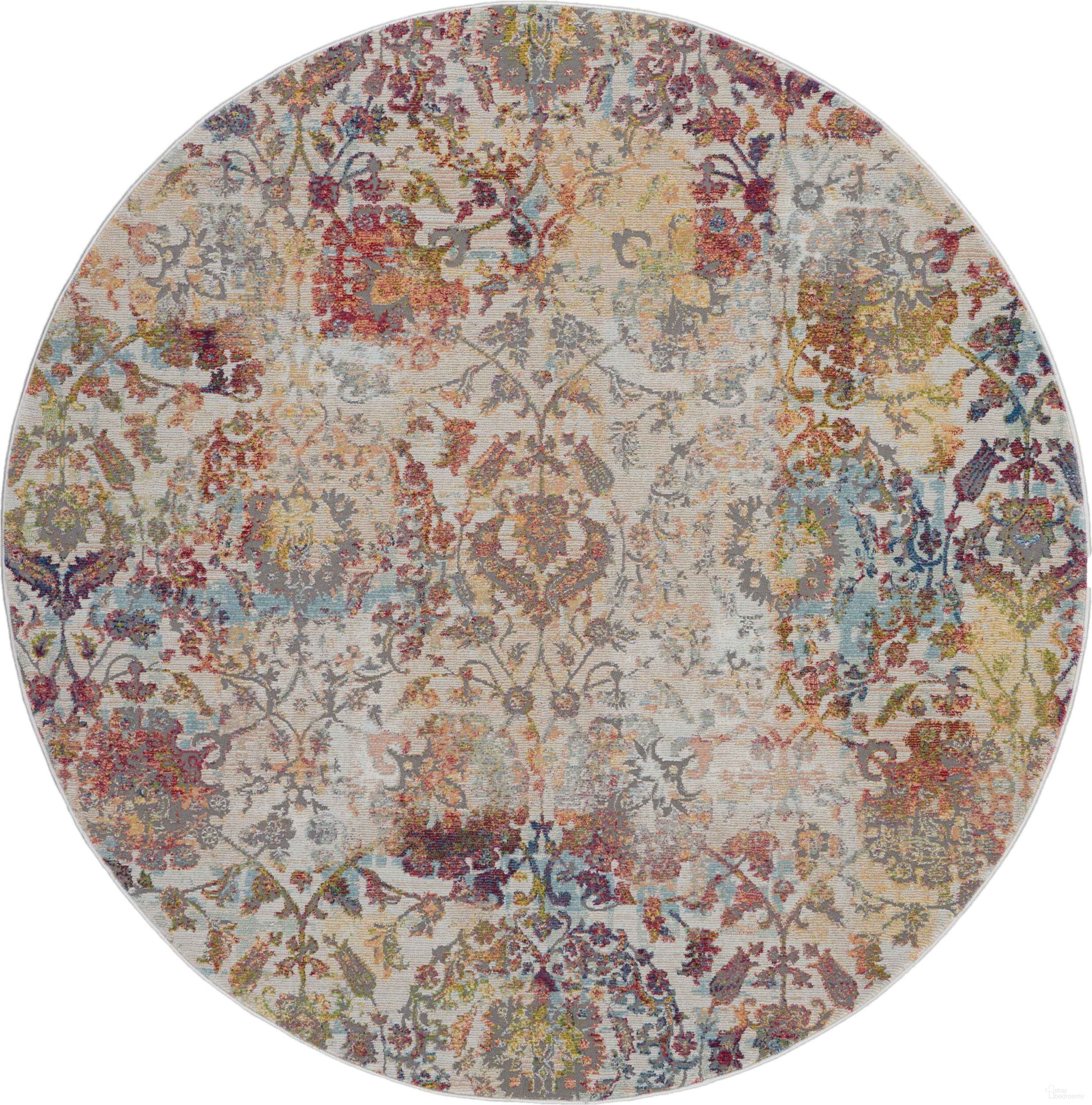 The appearance of Global Vintage Ivory and Orange 4' x 4' Round Area Rug designed by Nourison in the transitional interior design. This ivory and orange piece of furniture  was selected by 1StopBedrooms from Global Vintage Collection to add a touch of cosiness and style into your home. Sku: 99446458650. Material: Polypropylene.