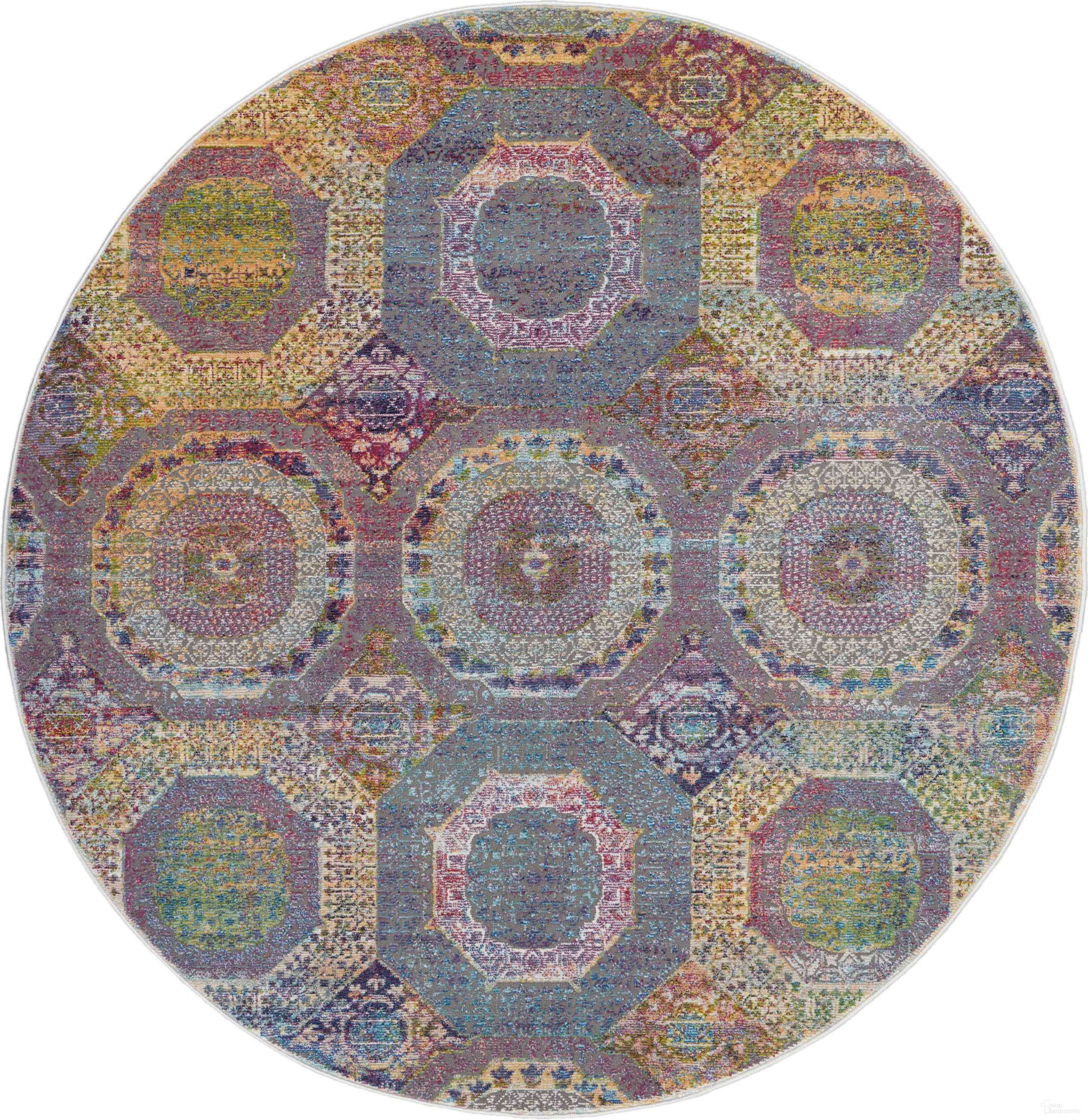 The appearance of Global Vintage Multicolor 6' x 6' Round Area Rug designed by Nourison in the transitional interior design. This multicolor piece of furniture was selected by 1StopBedrooms from Global Vintage Collection to add a touch of cosiness and style into your home. Sku: 99446458469. Material: Polypropylene.