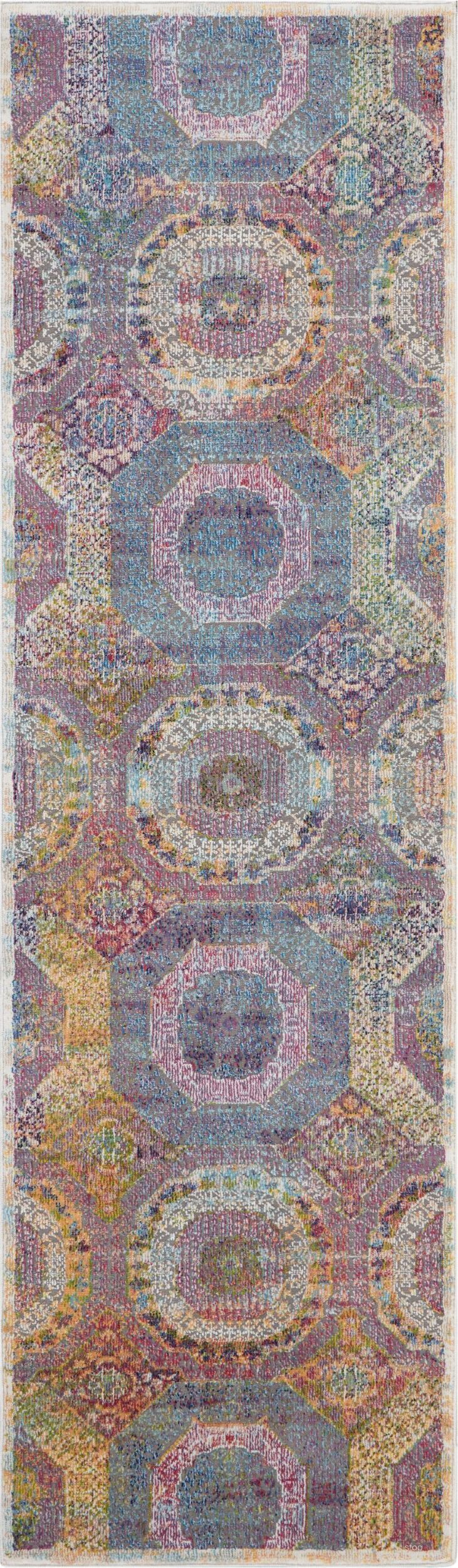 The appearance of Global Vintage Multicolor 2' x 6' Runner Bohemian Area Rug designed by Nourison in the bohemian interior design. This multicolor piece of furniture was selected by 1StopBedrooms from Global Vintage Collection to add a touch of cosiness and style into your home. Sku: 99446458384. Material: Polypropylene.