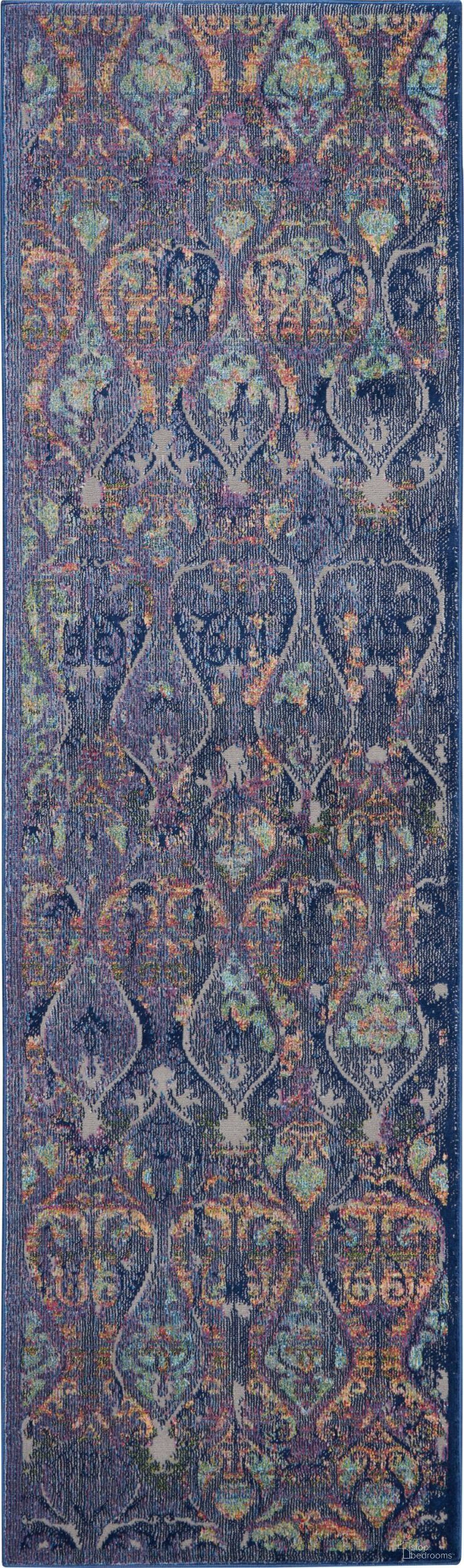 Global Vintage Navy and Multicolor 2' x 6' Runner Area Rug