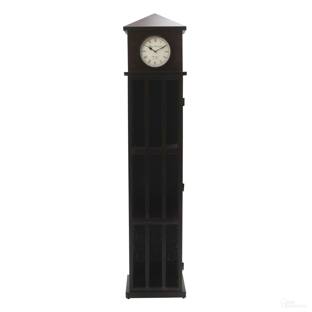 The appearance of Glory Days Watchtower Vintage Clock Lounge Bar Cabinet with Wine Rack and Storage In Black designed by Jofran in the modern / contemporary interior design. This black piece of furniture  was selected by 1StopBedrooms from Glory Days Collection to add a touch of cosiness and style into your home. Sku: 2323-WATCHTOWER. Material: Iron.