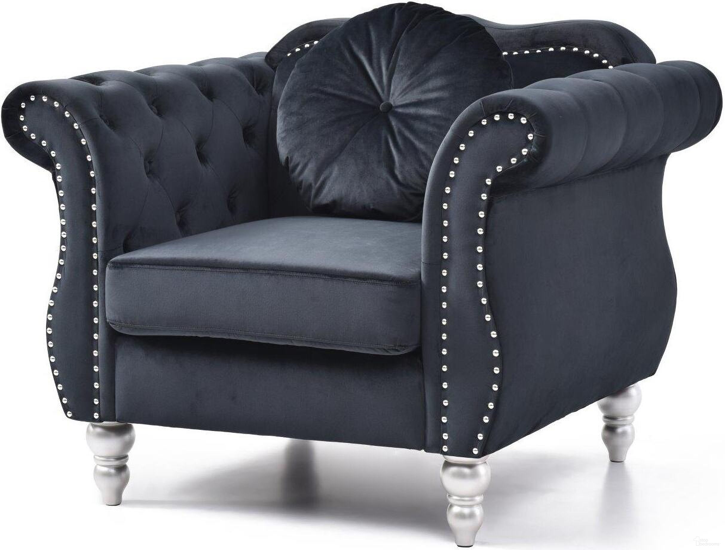 The appearance of Glory Furniture Hollywood Black Chair designed by Glory in the transitional interior design. This black piece of furniture was selected by 1StopBedrooms from Hollywood Collection to add a touch of cosiness and style into your home. Sku: G0663A-C. Material: Wood.