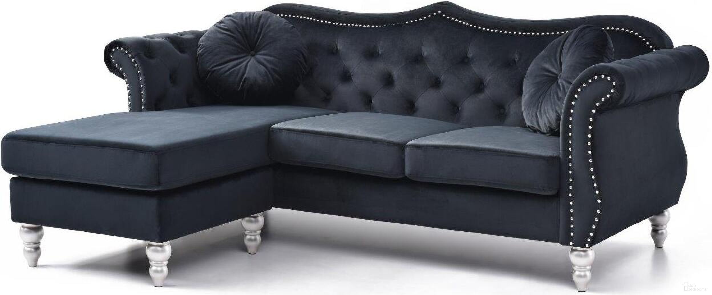 The appearance of Glory Furniture Hollywood Black G0663B-SC Sofa Chaise designed by Glory in the transitional interior design. This black piece of furniture was selected by 1StopBedrooms from Hollywood Collection to add a touch of cosiness and style into your home. Sku: G0663B-SC Box 1;G0663B-SC Box 2;G0663B-SC Box 3. Material: Velvet.