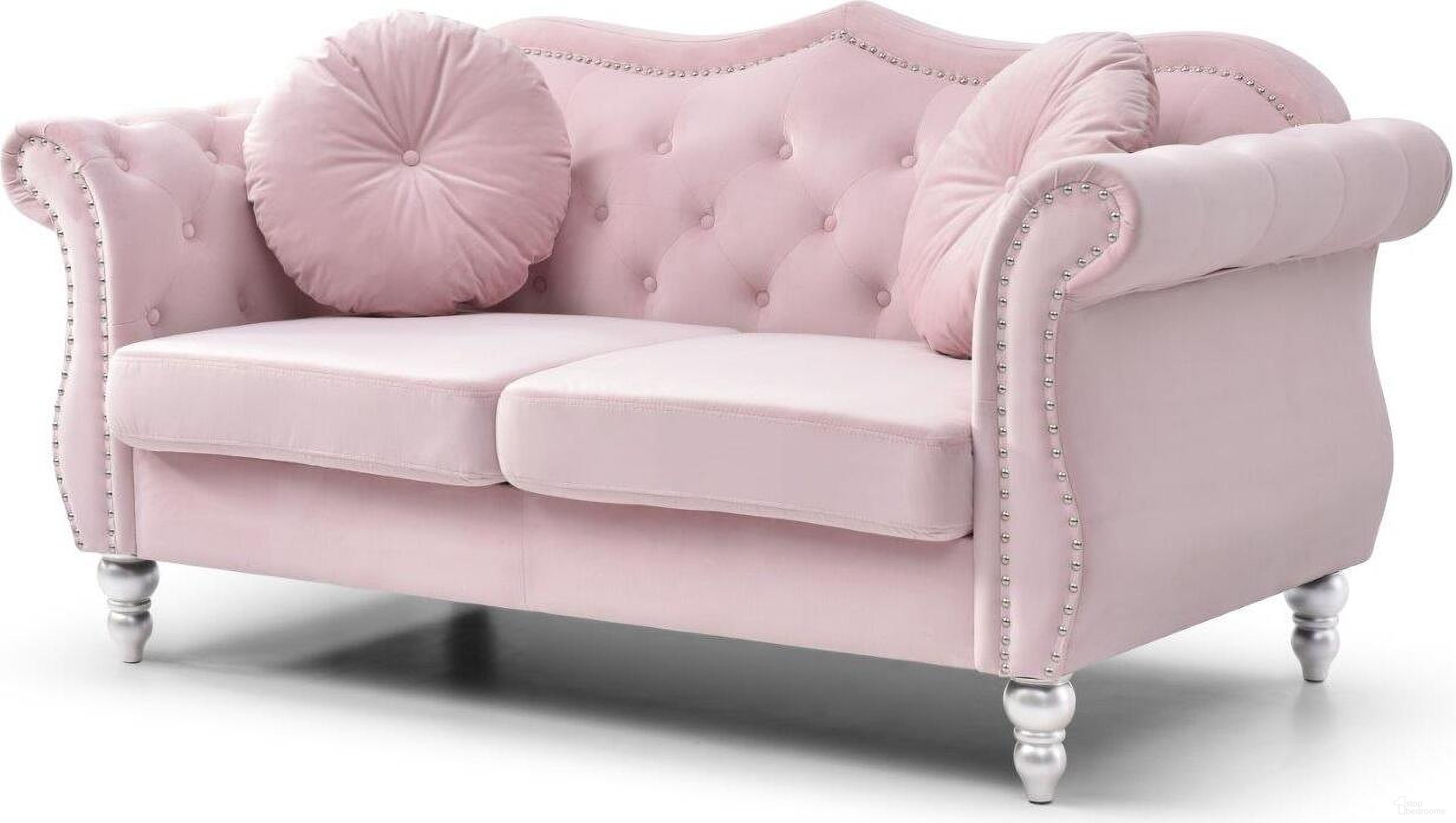 The appearance of Glory Furniture Hollywood Pink Loveseat designed by Glory in the transitional interior design. This pink piece of furniture was selected by 1StopBedrooms from Hollywood Collection to add a touch of cosiness and style into your home. Sku: G0664A-L Box 1;G0664A-L Box 2. Material: Wood.