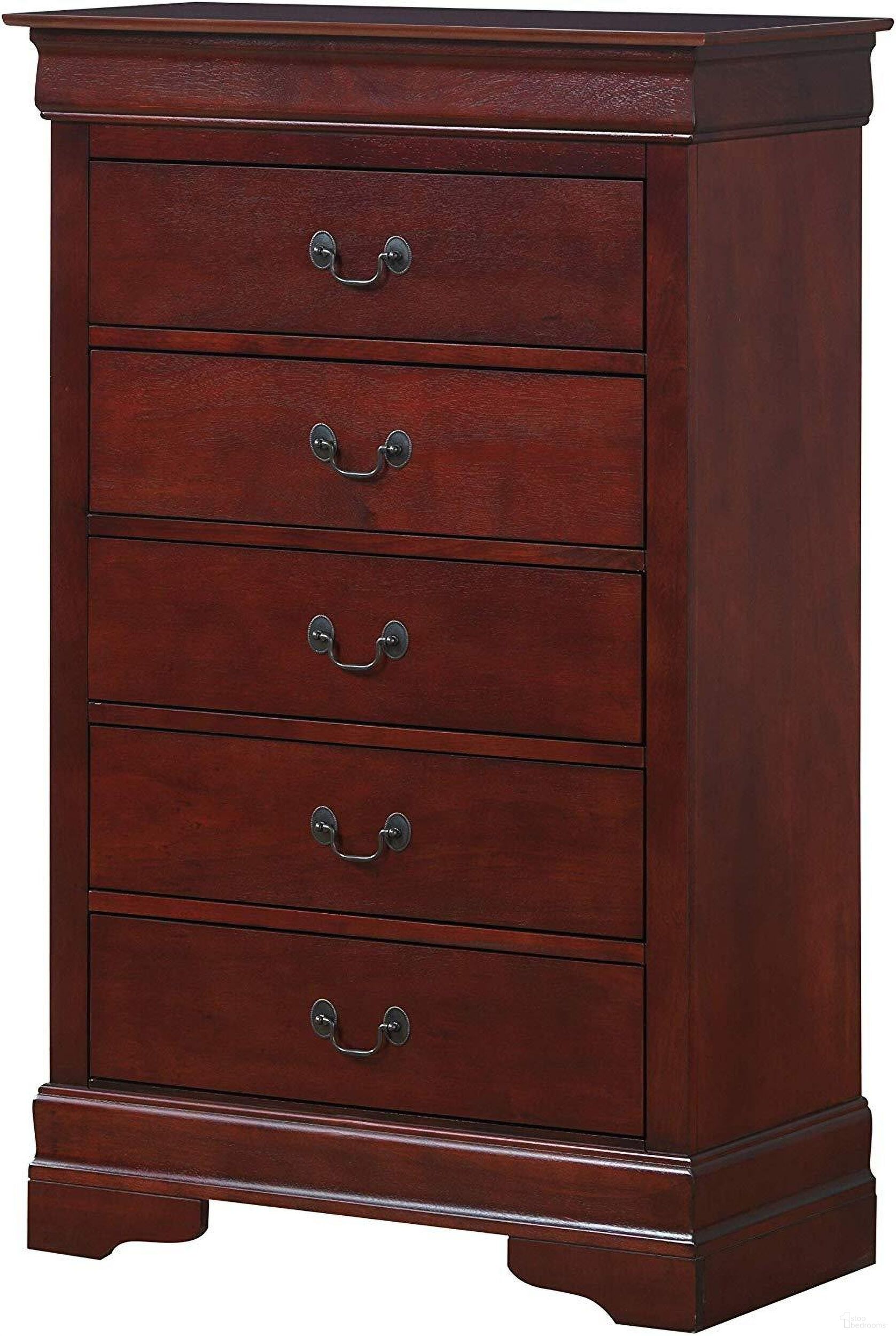 The appearance of Glory Furniture LouisPhillipe Chest, Cherry designed by Glory in the transitional interior design. This cherry piece of furniture was selected by 1StopBedrooms from Louis Philippe Collection to add a touch of cosiness and style into your home. Sku: G02100-CH-Chest. Material: Wood.