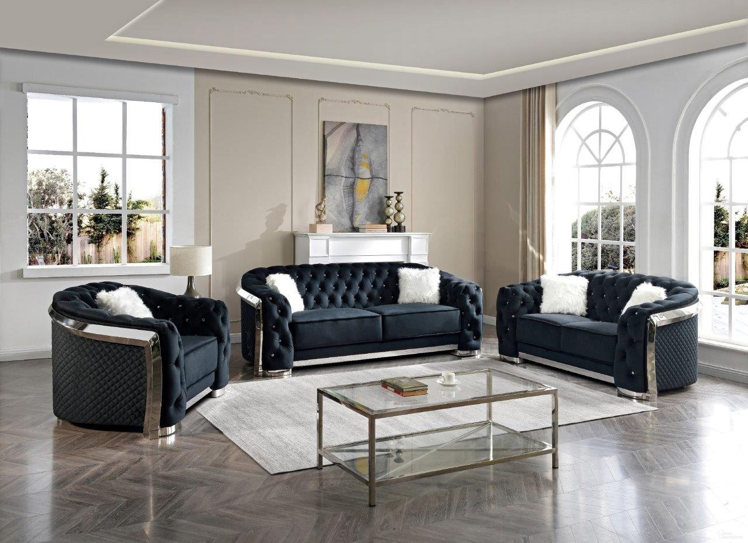 The appearance of Glory Furniture Sapphire Black Living Room Set designed by Glory in the glam interior design. This black piece of furniture was selected by 1StopBedrooms from Sapphire Collection to add a touch of cosiness and style into your home. Sku: G0593A-S;G0593A-L. Material: Foam.