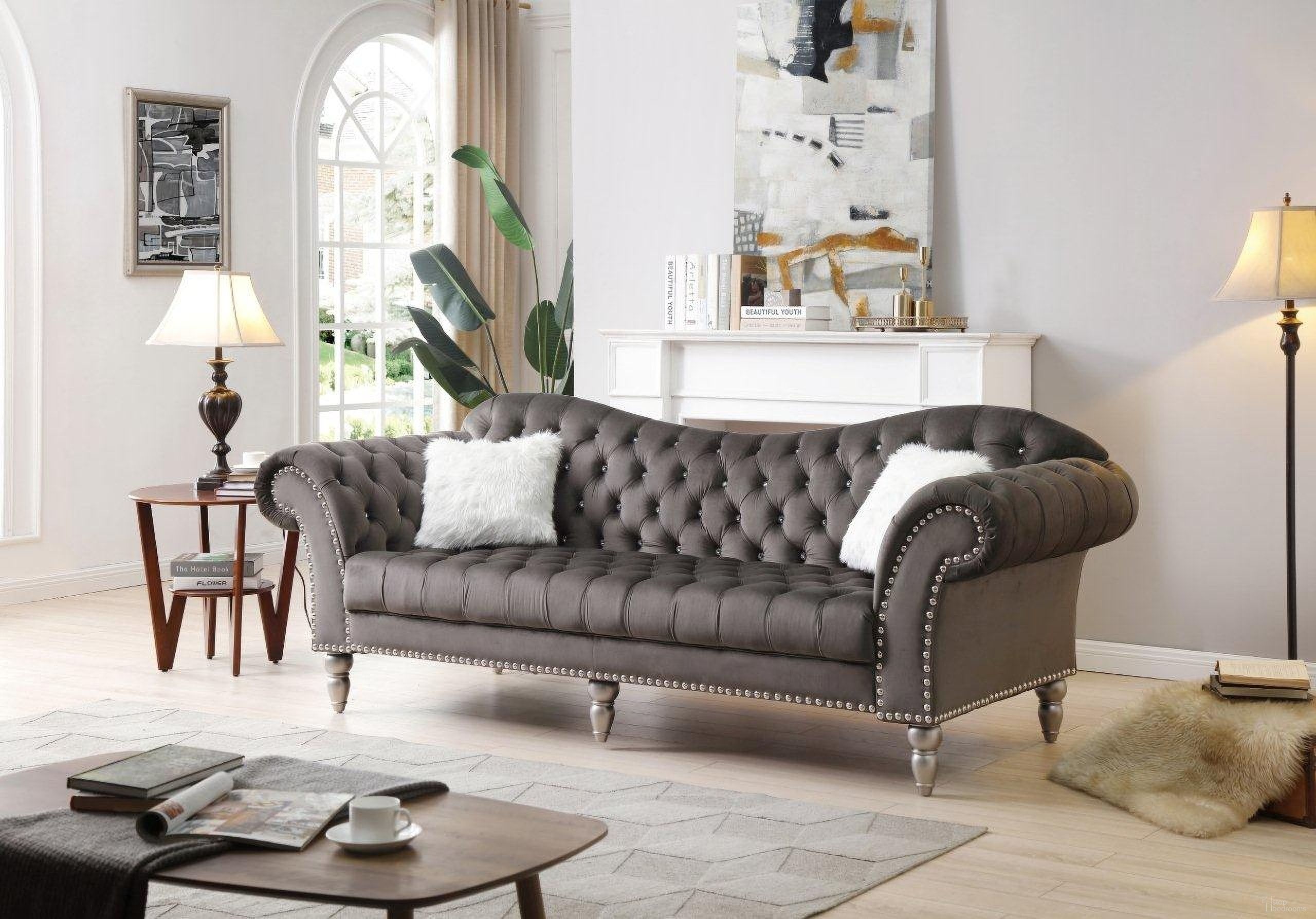 The appearance of Glory Furniture Wilshire G0951A-S Sofa designed by Glory in the traditional interior design. This dark gray piece of furniture was selected by 1StopBedrooms from Wilshire Collection to add a touch of cosiness and style into your home. Sku: G0951A-S Box 1;G0951A-S Box 2;G0951A-S Box 3. Material: Velvet.