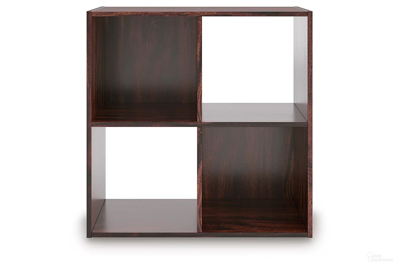The appearance of Glosmount Four Cube Organizer In Cherry and Light Brown designed by Signature Design by Ashley in the traditional interior design. This cherry and light brown piece of furniture was selected by 1StopBedrooms from Glosmount Collection to add a touch of cosiness and style into your home. Sku: EA1055-2X2. Material: Wood.