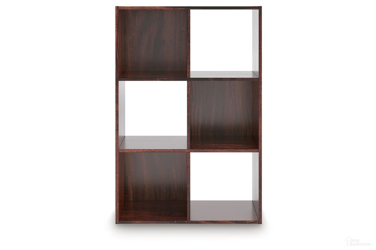 The appearance of Glosmount Six Cube Organizer In Cherry and Light Brown designed by Signature Design by Ashley in the traditional interior design. This cherry and light brown piece of furniture  was selected by 1StopBedrooms from Glosmount Collection to add a touch of cosiness and style into your home. Sku: EA1055-3X2. Material: Wood.