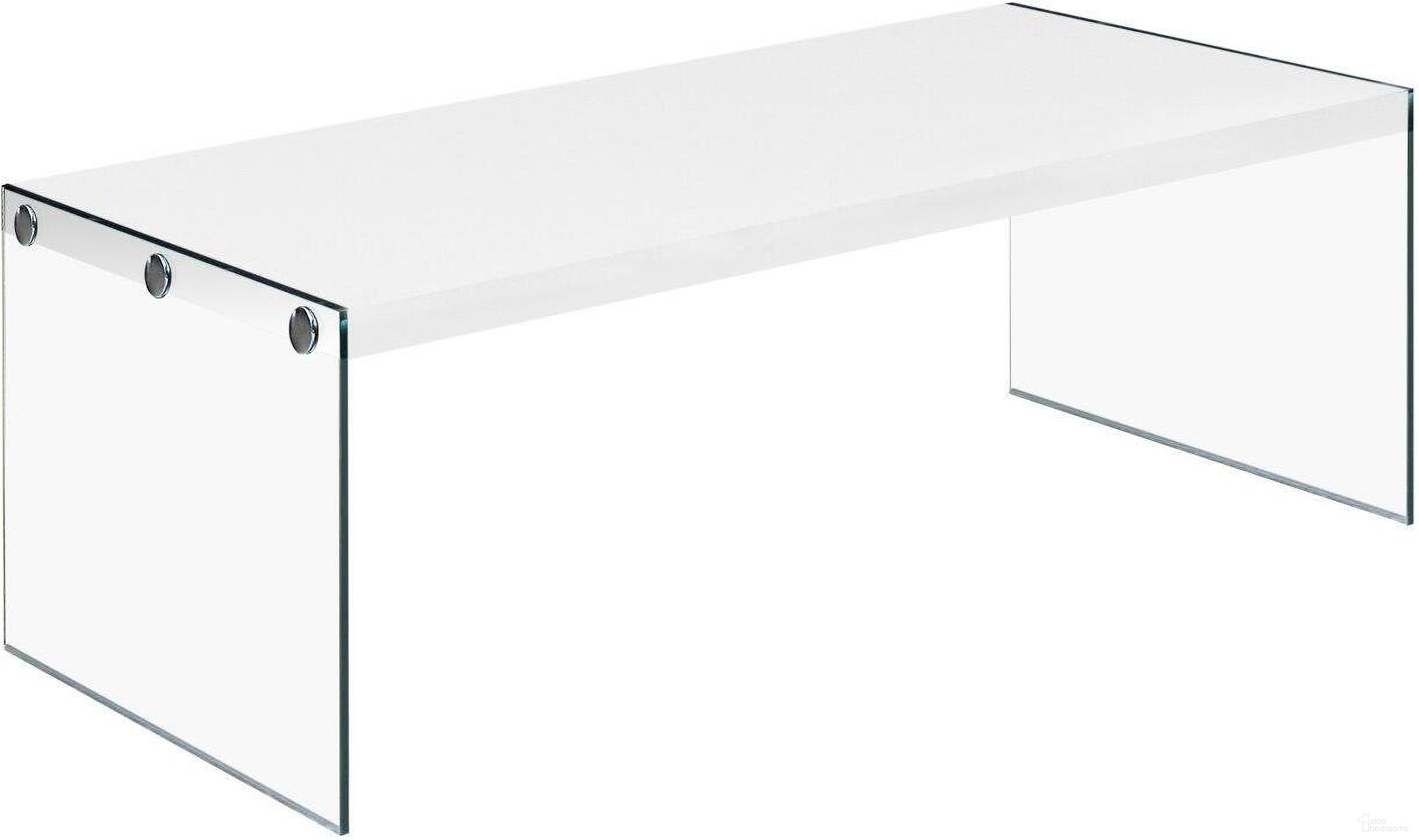 The appearance of Glossy Coffee Table White With Tempered Glass designed by Monarch Specialties in the modern / contemporary interior design. This white piece of furniture was selected by 1StopBedrooms from to add a touch of cosiness and style into your home. Sku: I 3286. Material: Glass.