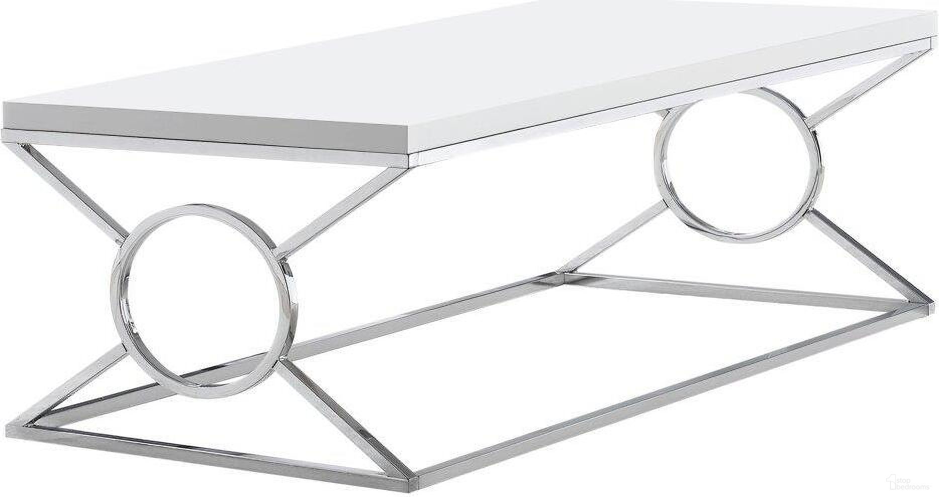 The appearance of Glossy White Coffee Table With Chrome Metal I 3400 designed by Monarch Specialties in the modern / contemporary interior design. This white piece of furniture was selected by 1StopBedrooms from to add a touch of cosiness and style into your home. Sku: I 3400. Material: Metal.