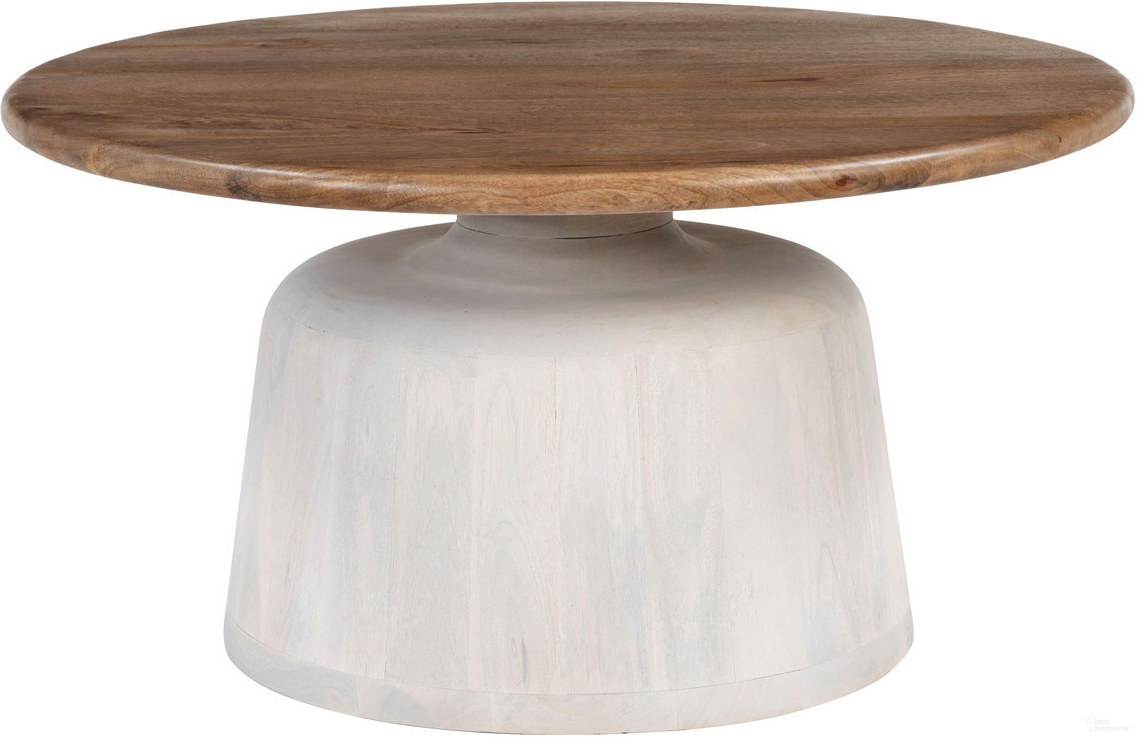 The appearance of Goblet Coffee Table In Brown and White designed by Zuo Modern in the modern / contemporary interior design. This white/brown piece of furniture  was selected by 1StopBedrooms from Goblet Collection to add a touch of cosiness and style into your home. Sku: 110733. Material: Mango Wood.