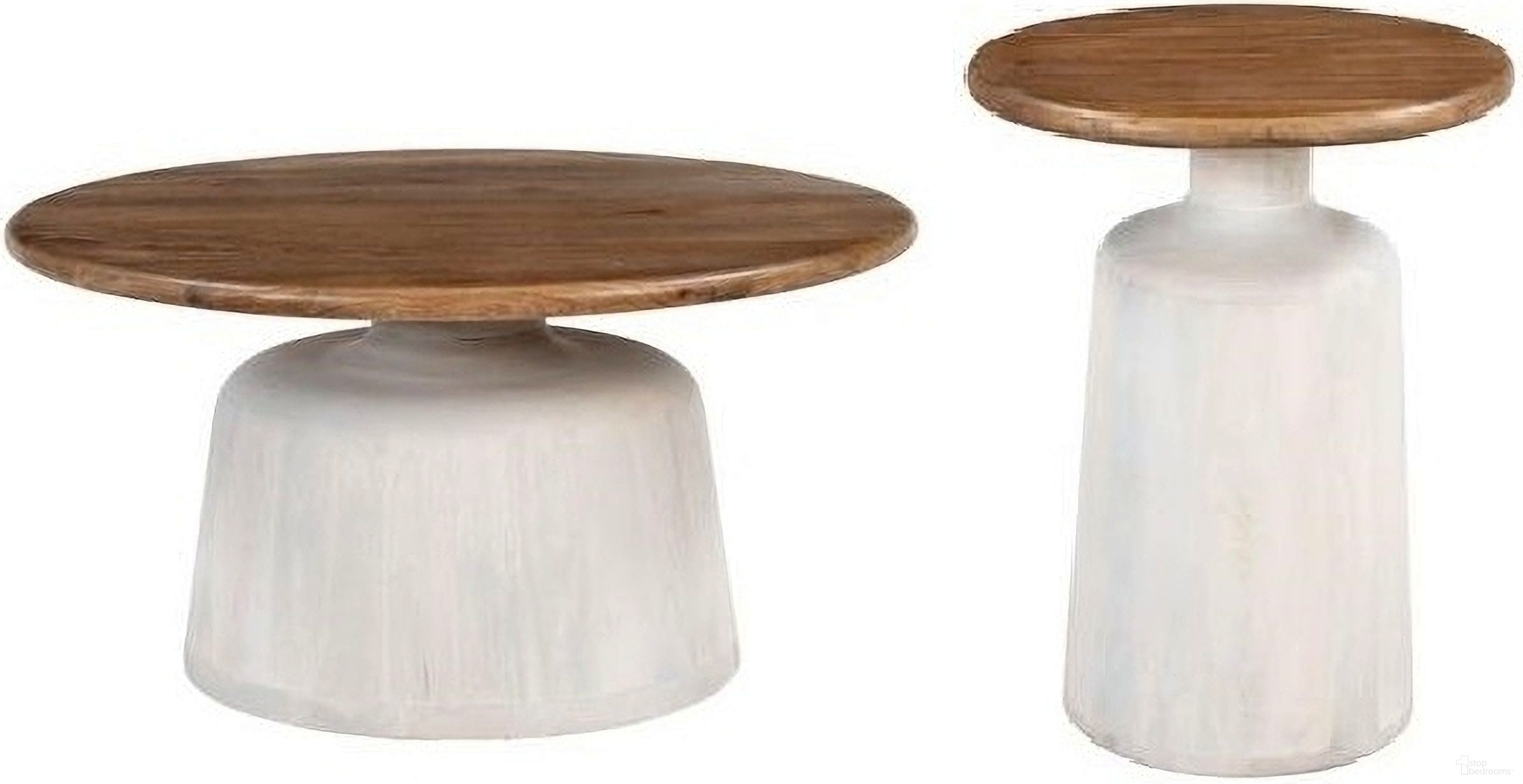 The appearance of Goblet Occasional Table Set In Brown and White designed by Zuo Modern in the modern / contemporary interior design. This white/brown piece of furniture  was selected by 1StopBedrooms from Goblet Collection to add a touch of cosiness and style into your home. Sku: 110733;110734. Material: Mango Wood.