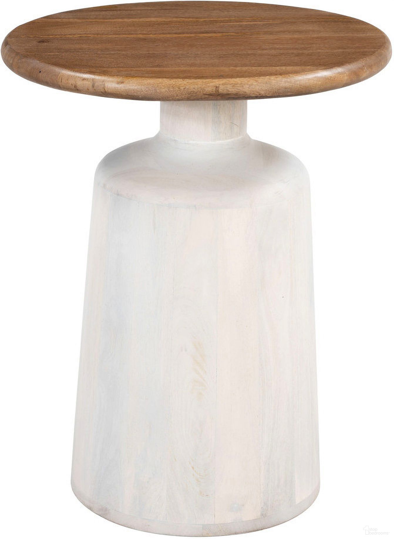 The appearance of Goblet Side Table In Brown and White designed by Zuo Modern in the modern / contemporary interior design. This white/brown piece of furniture  was selected by 1StopBedrooms from Goblet Collection to add a touch of cosiness and style into your home. Sku: 110734. Material: Mango Wood.