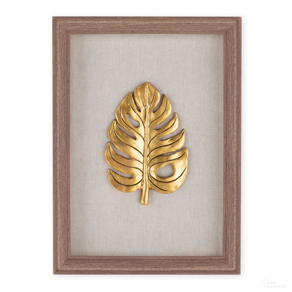 Golden Leaves III Shadow Box In Gold