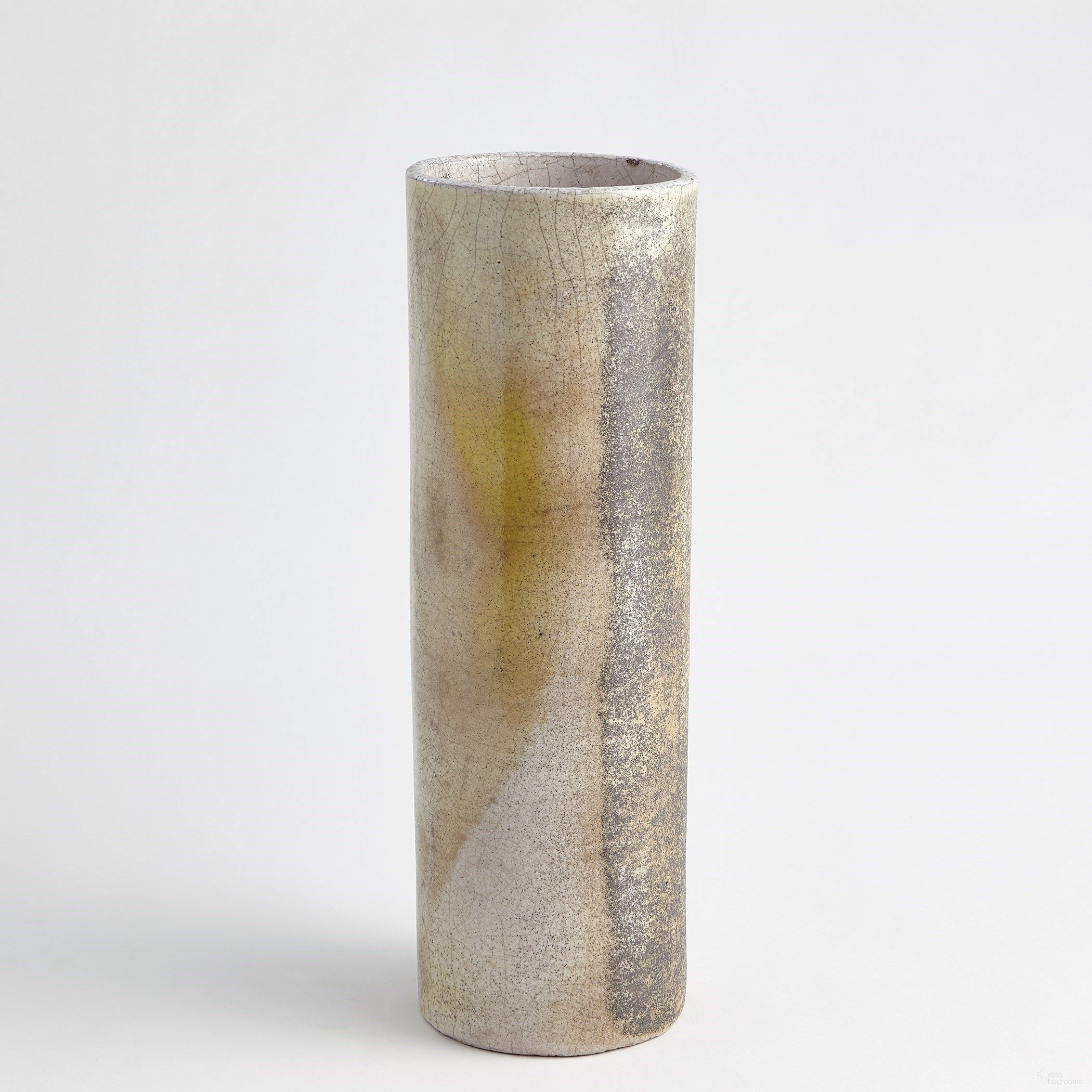 Golden Raku Large Vase In White