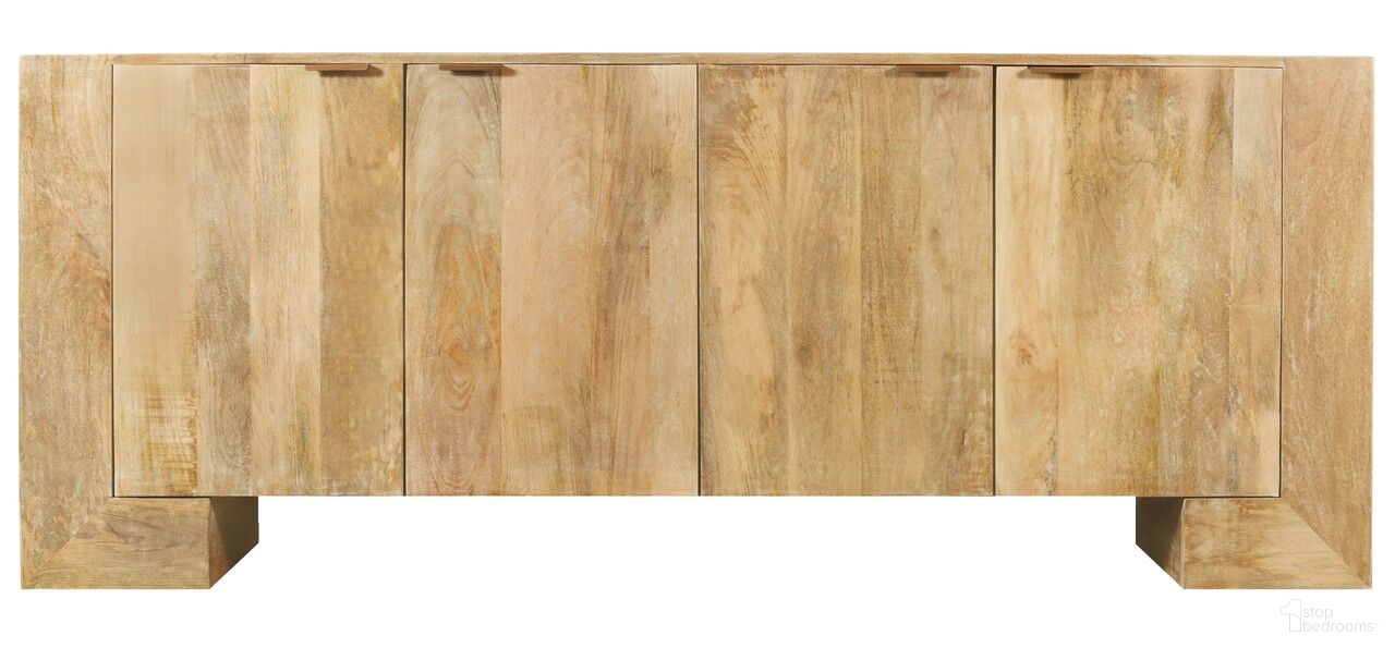 The appearance of Goliath Solid Mango Wood 4-Door Sideboard In Natural designed by Moti in the modern / contemporary interior design. This natural piece of furniture was selected by 1StopBedrooms from Goliath Collection to add a touch of cosiness and style into your home. Sku: 99209001. Material: Mango Wood.