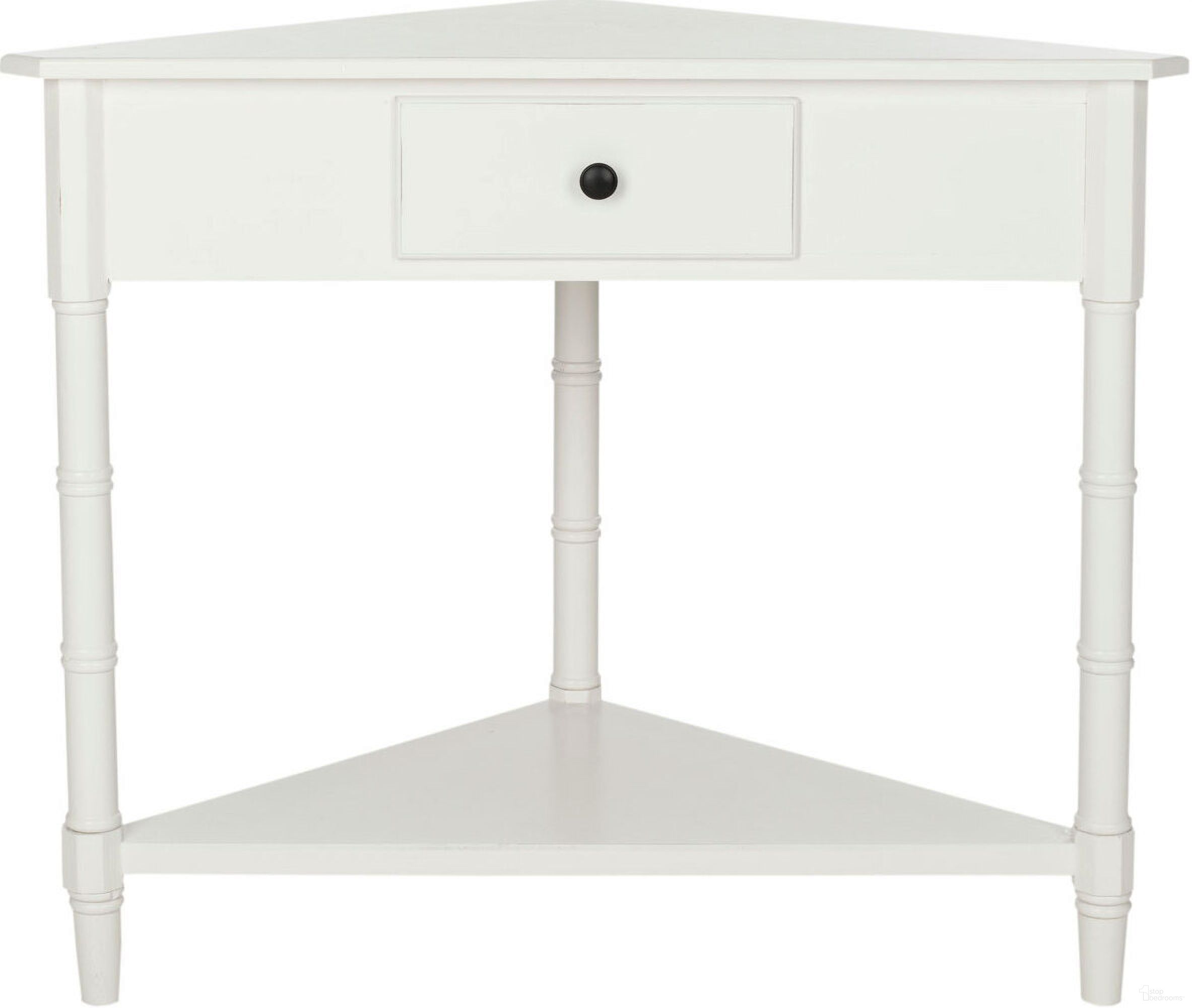 Gomez Distressed Cream Corner Table with Storage Drawer