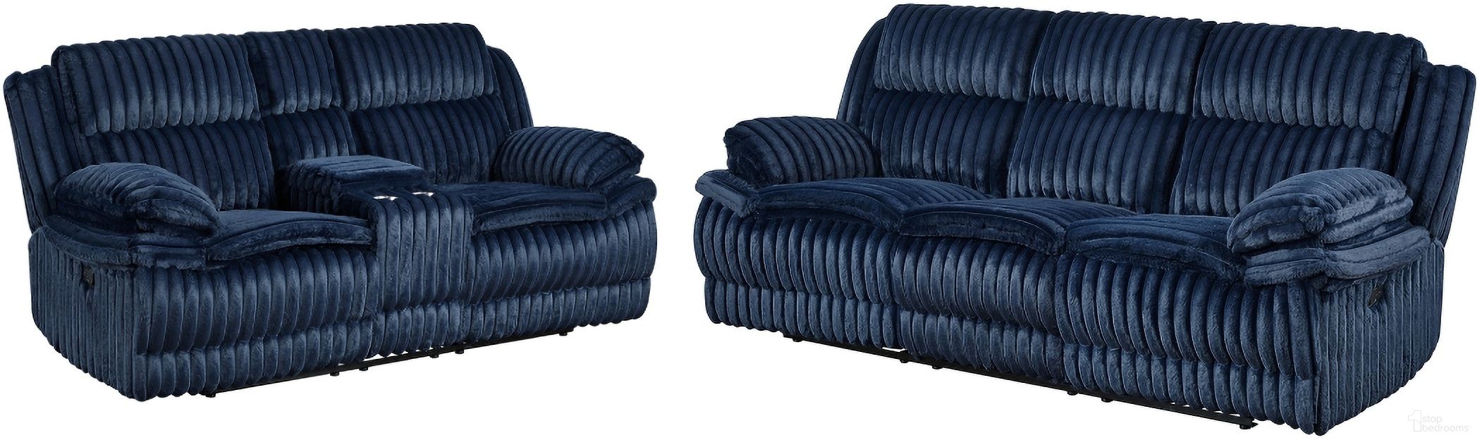 The appearance of Goodland Double Reclining Living Room Set In Blue designed by Homelegance in the modern / contemporary interior design. This blue piece of furniture was selected by 1StopBedrooms from Goodland Collection to add a touch of cosiness and style into your home. Sku: 9577BU-3;9577BU-2. Material: Corduroy.