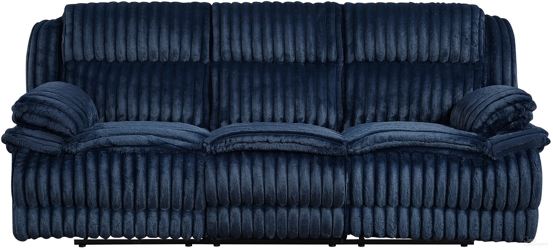 The appearance of Goodland Double Reclining Sofa In Blue designed by Homelegance in the modern / contemporary interior design. This blue piece of furniture was selected by 1StopBedrooms from Goodland Collection to add a touch of cosiness and style into your home. Sku: 9577BU-3. Material: Corduroy.
