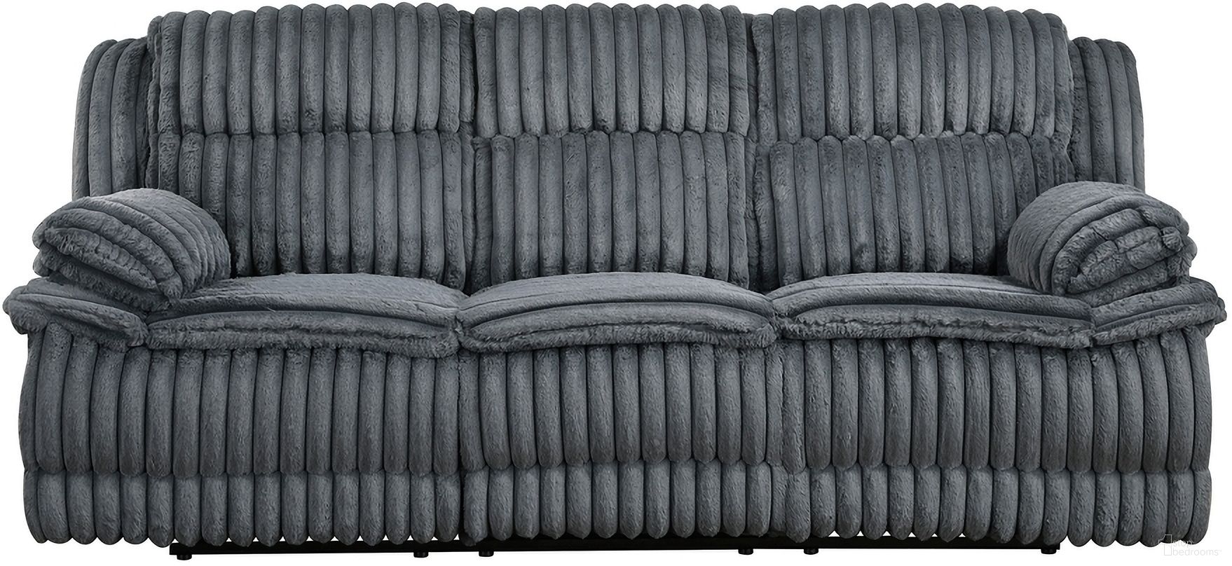 The appearance of Goodland Double Reclining Sofa In Dark Gray designed by Homelegance in the modern / contemporary interior design. This dark gray piece of furniture  was selected by 1StopBedrooms from Goodland Collection to add a touch of cosiness and style into your home. Sku: 9577DG-3. Material: Corduroy.