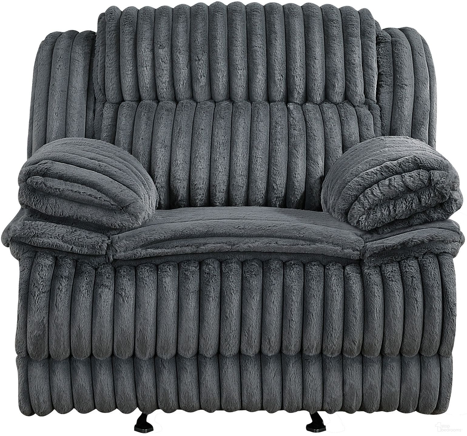 The appearance of Goodland Glider Reclining Chair In Dark Gray designed by Homelegance in the modern / contemporary interior design. This dark gray piece of furniture was selected by 1StopBedrooms from Goodland Collection to add a touch of cosiness and style into your home. Sku: 9577DG-1. Material: Corduroy.