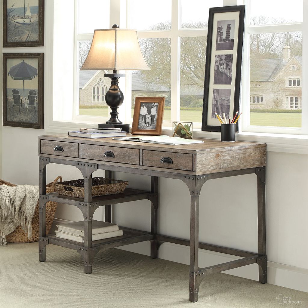 The appearance of Gorden Weathered Oak and Antique Silver Desk designed by ACME in the industrial interior design. This red piece of furniture  was selected by 1StopBedrooms from Gorden Collection to add a touch of cosiness and style into your home. Sku: 92325. Material: Metal.