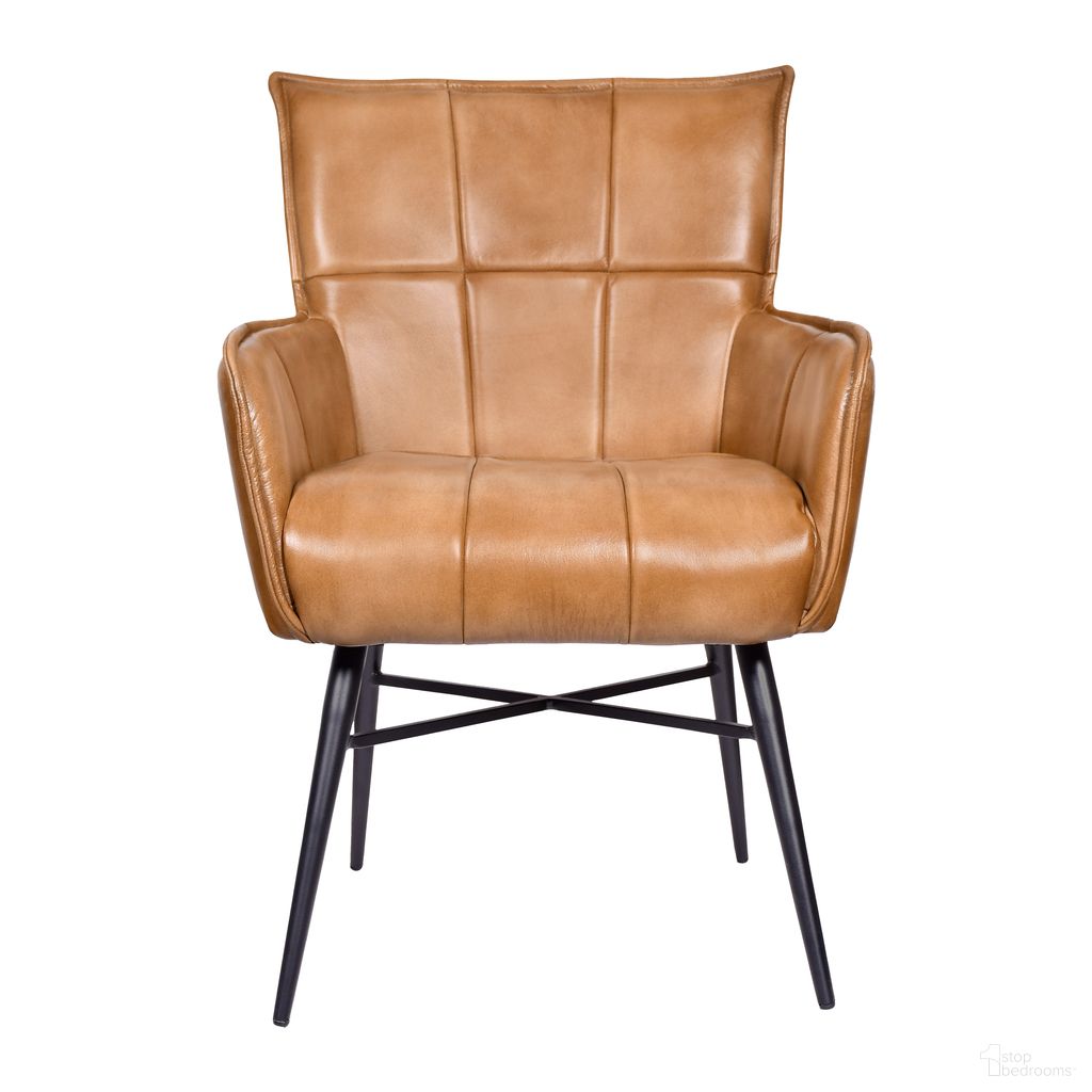 Gordon Genuine Leather Arm Chair In Caramel
