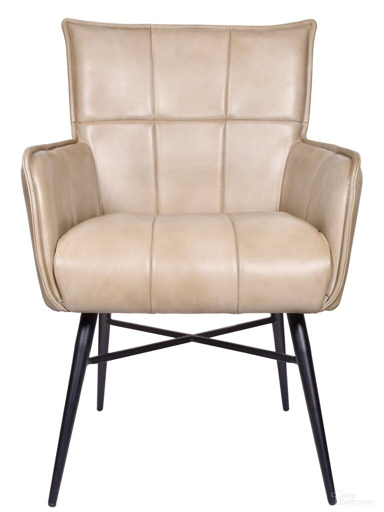 The appearance of Gordon Genuine Leather Arm Chair In Stone designed by Moti in the transitional interior design. This stone piece of furniture  was selected by 1StopBedrooms from Gordon Collection to add a touch of cosiness and style into your home. Sku: 94011062. Material: Leather. Chair Type: Arm Chair.