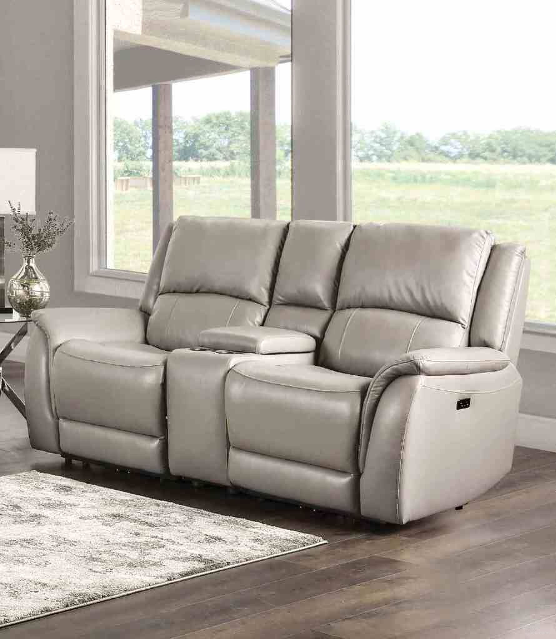 The appearance of Gorgius Power Loveseat In Light Gray designed by Furniture of America in the transitional interior design. This light gray piece of furniture  was selected by 1StopBedrooms from Gorgius Collection to add a touch of cosiness and style into your home. Sku: CM9910ST-CS;CM9910ST-LCH-PM;CM9910ST-RCH-PM. Material: Leather Match.