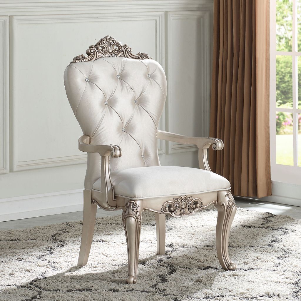 The appearance of Gorsedd Arm Chair (Set of 2) designed by ACME in the transitional interior design. This antique white piece of furniture was selected by 1StopBedrooms from Gorsedd Collection to add a touch of cosiness and style into your home. Sku: 67443. Material: Wood. Chair Type: Arm Chair.