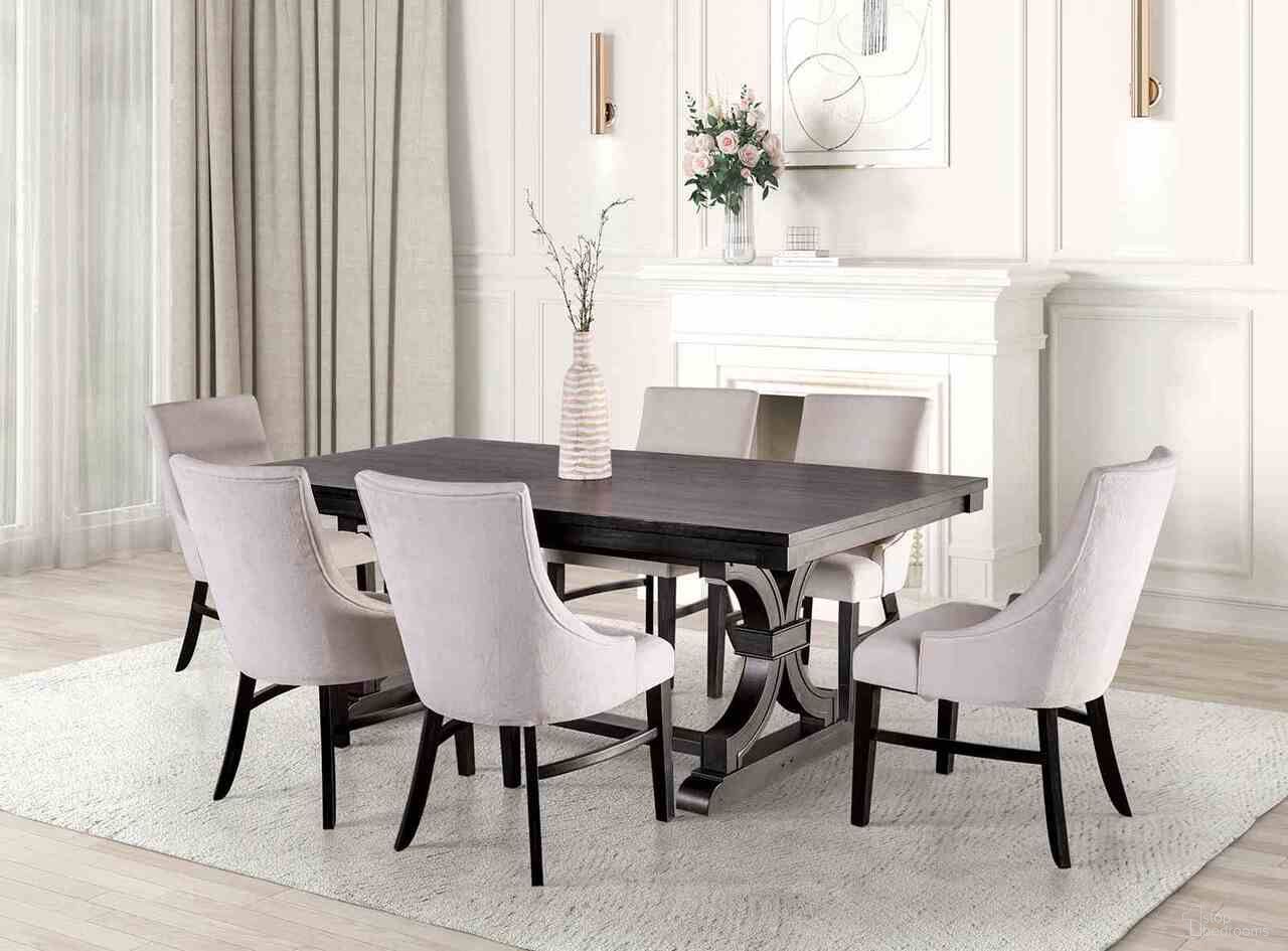 The appearance of Gosport Dining Table In Black designed by Furniture of America in the transitional interior design. This black piece of furniture was selected by 1StopBedrooms from Gosport Collection to add a touch of cosiness and style into your home. Sku: FM3200BK-T. Table Base Style: Trestle. Table Top Shape: Rectangular. Material: Solid Wood. Size: 41" x 78".