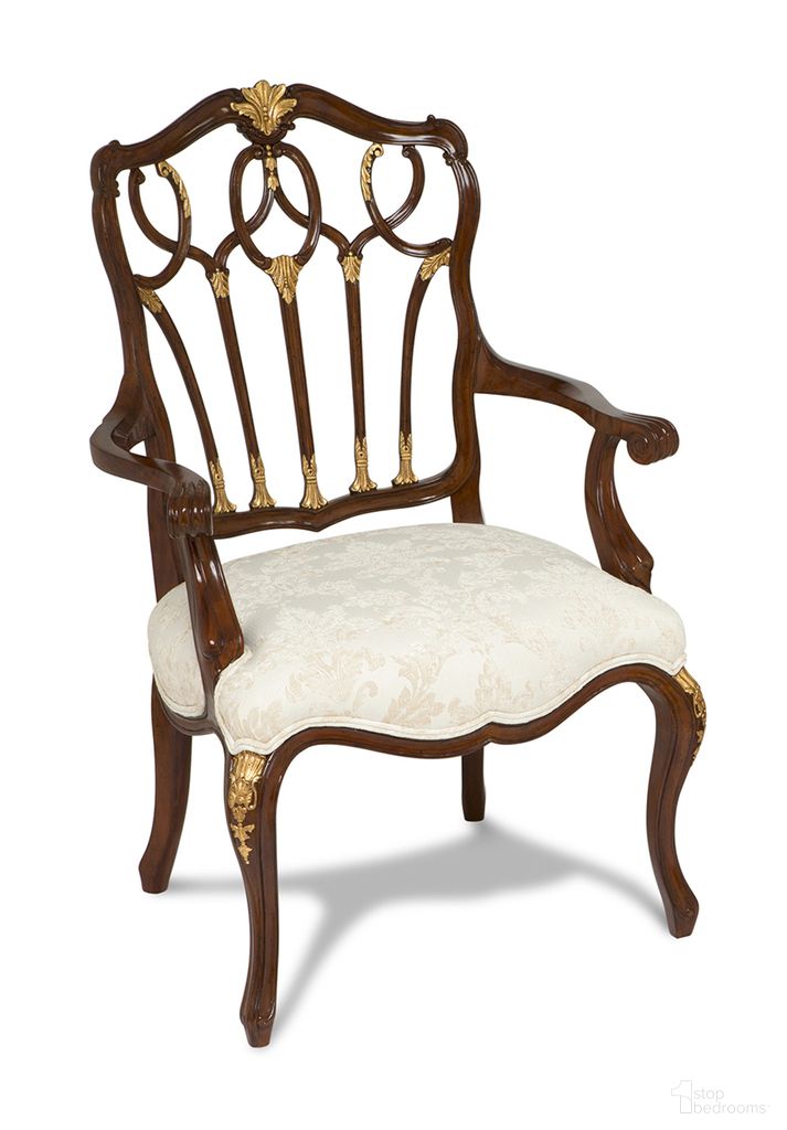Gothic Arm Chair In Mahogany and Cream