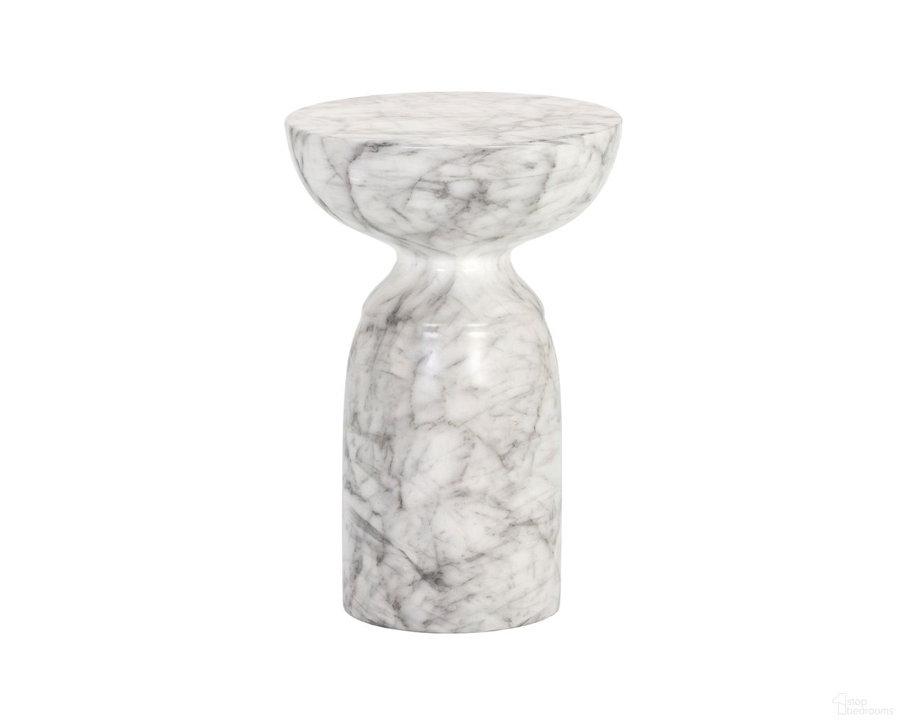 Goya Marble Look End Table In White
